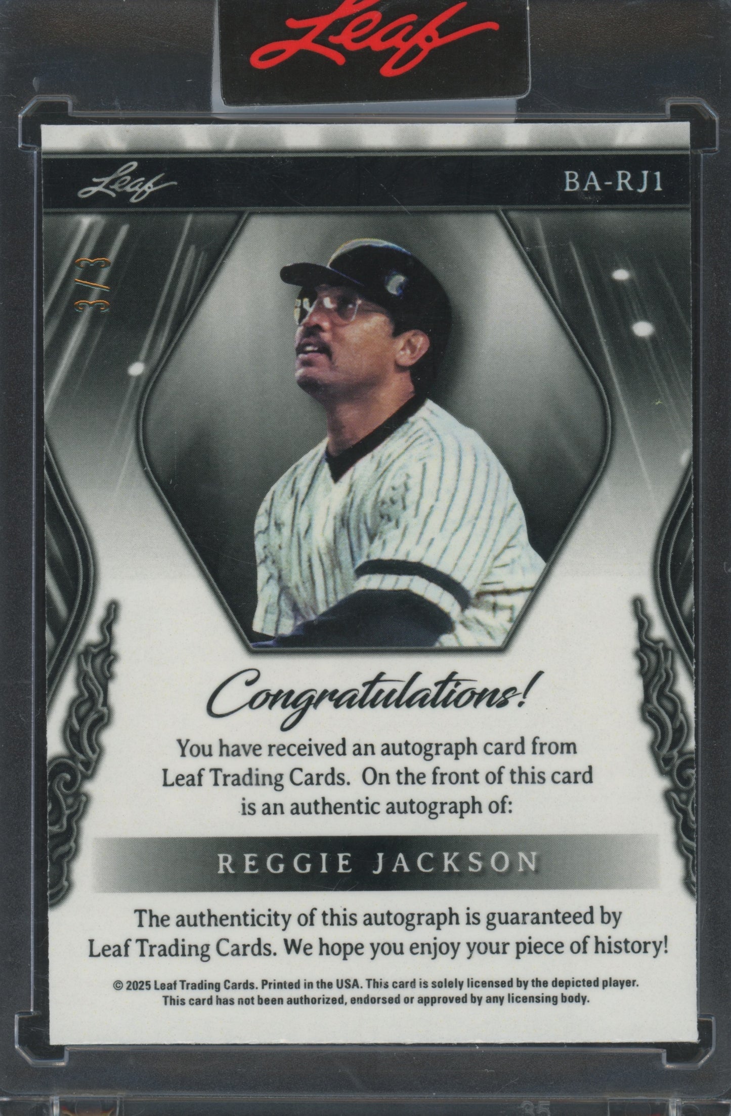 2025 Leaf Sports Heroes Reggie Jackson #BA-RJ1 Autograph