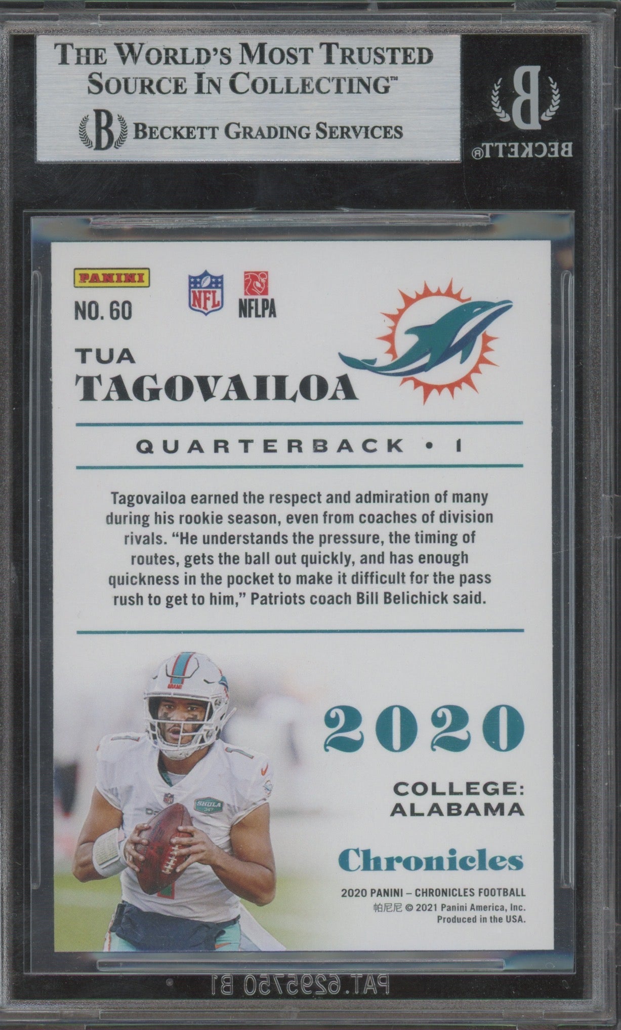 2020 Panini Chronicles Football Tua Tagovailoa #60 Auto Card RC BGS Authentic