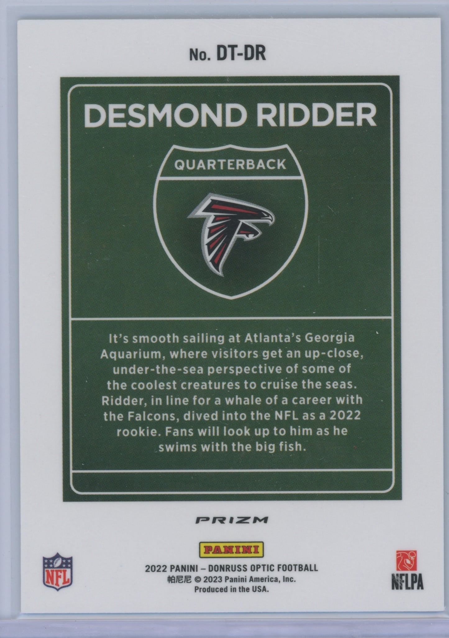 2023 Panini Donruss Optic Downtown Desmond Ridder #DT-DR RC