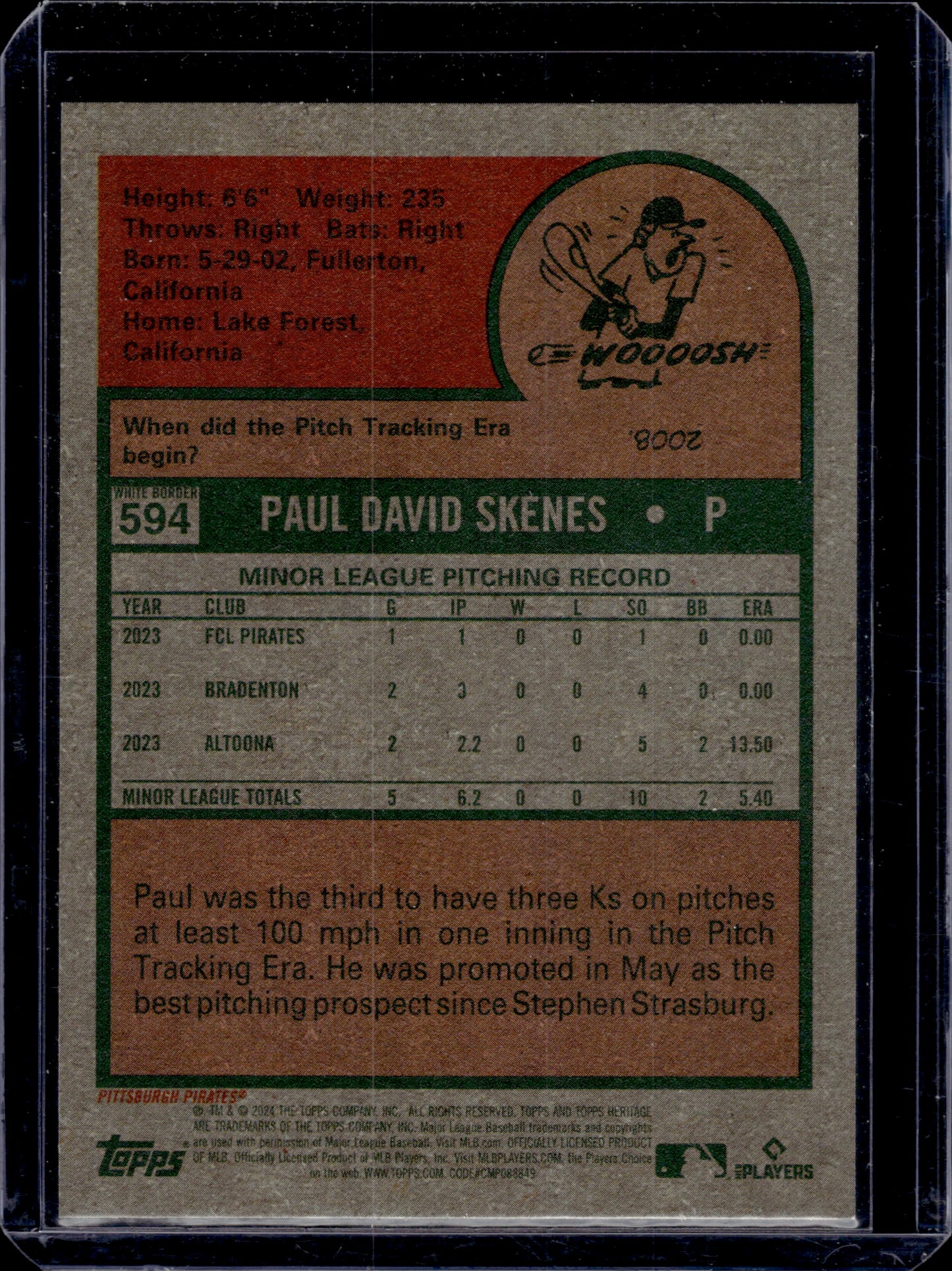 2024 Topps Heritage Paul Skenes #594 Blue RC