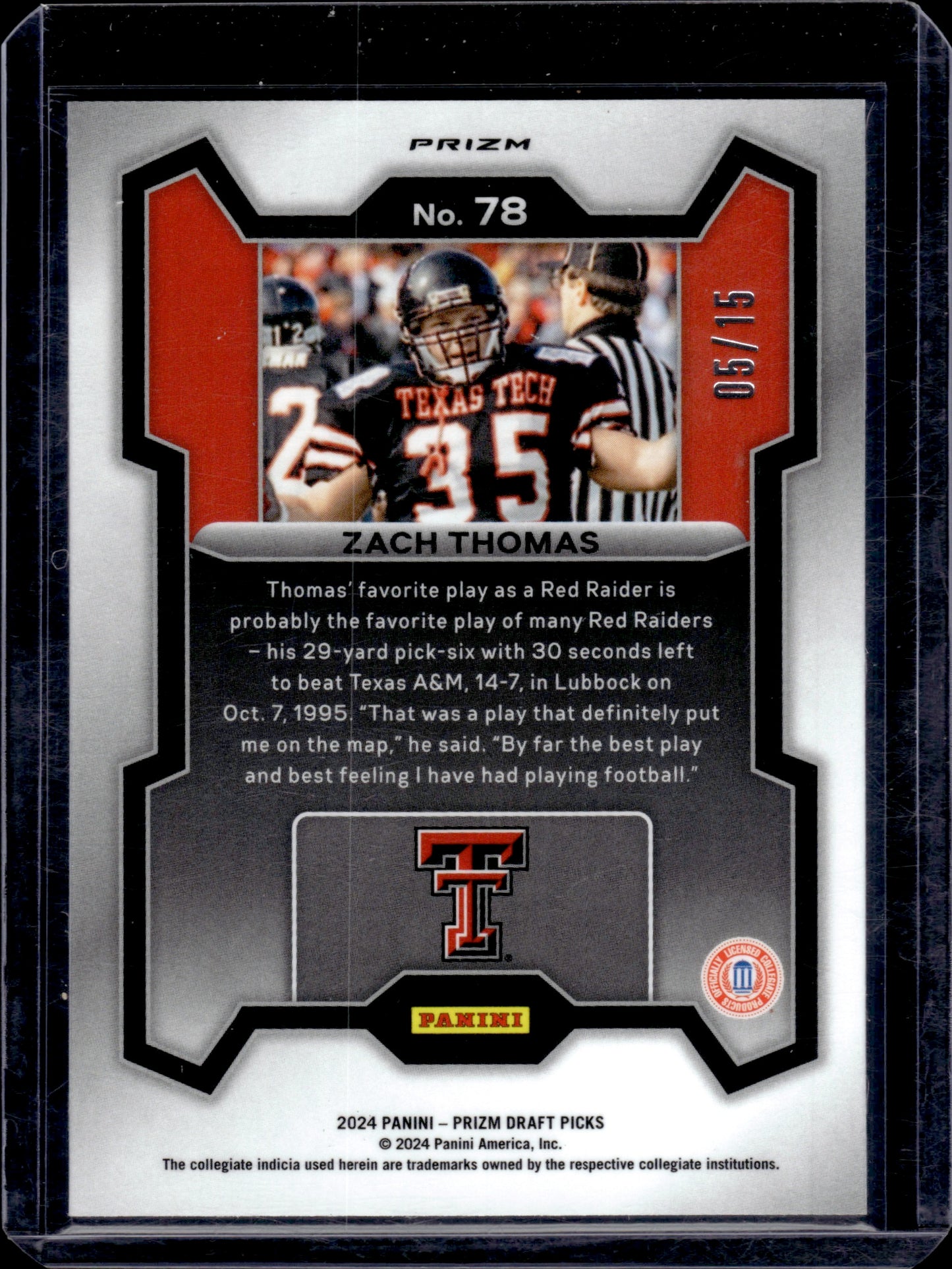 2024 Prizm Draft Picks Zach Thomas #78 Pink Pulsar Prizm 05/15