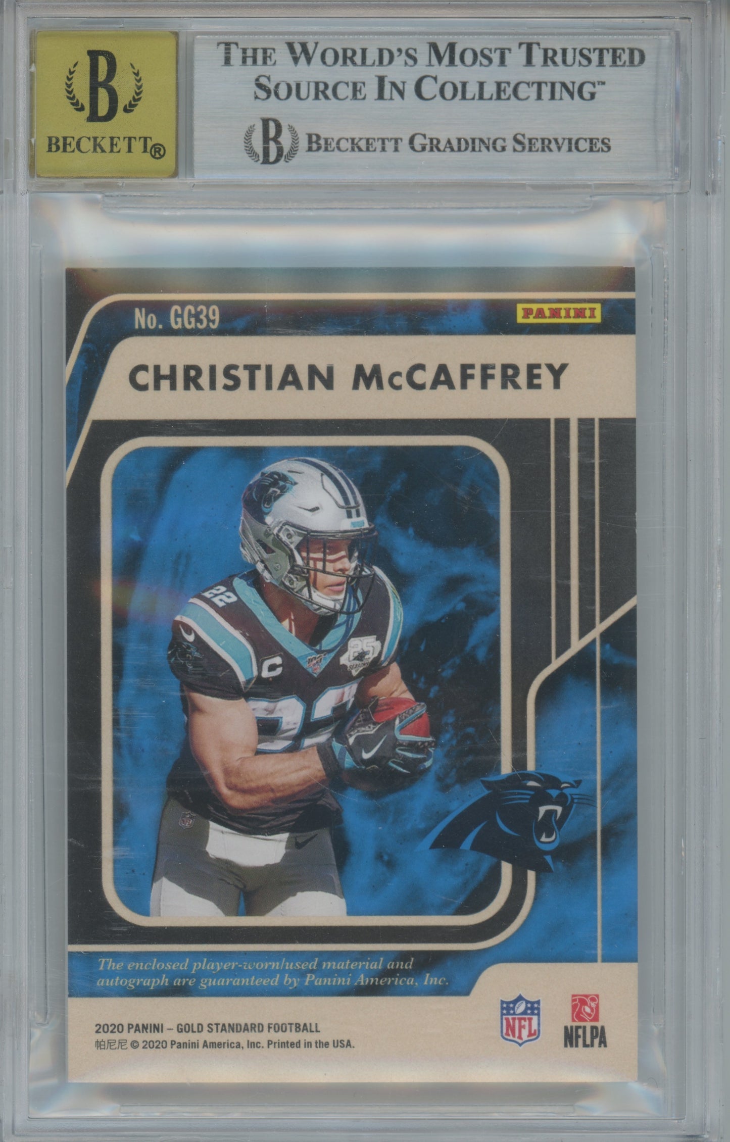 2020 Panini Gold Standard Good as Gold Auto C. McCaffrey #39 4/10 BGS 9 Auto 10