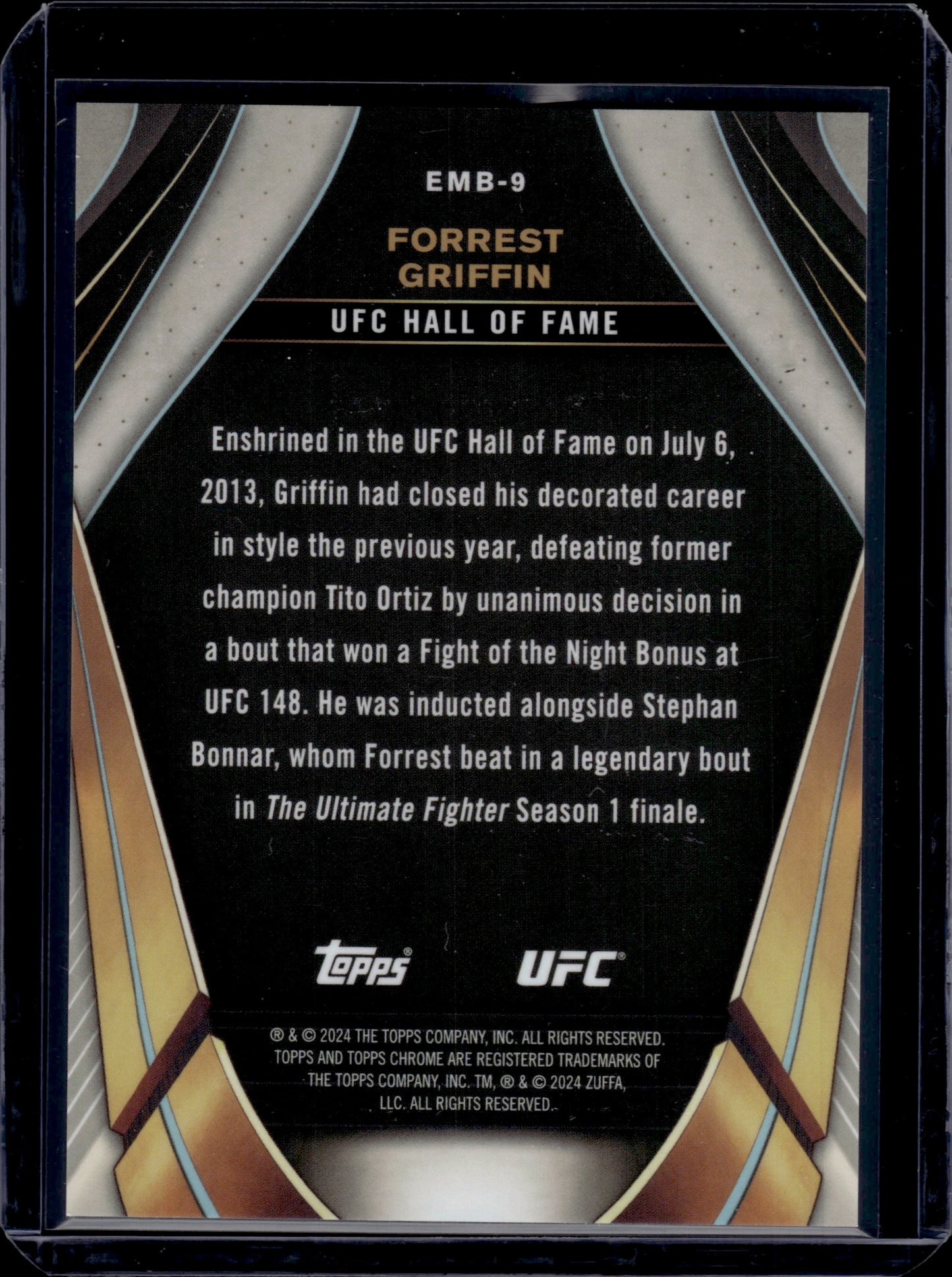 2024 Topps Chrome UFC Hall of Fame Forrest Griffin #EMB-9 02/10