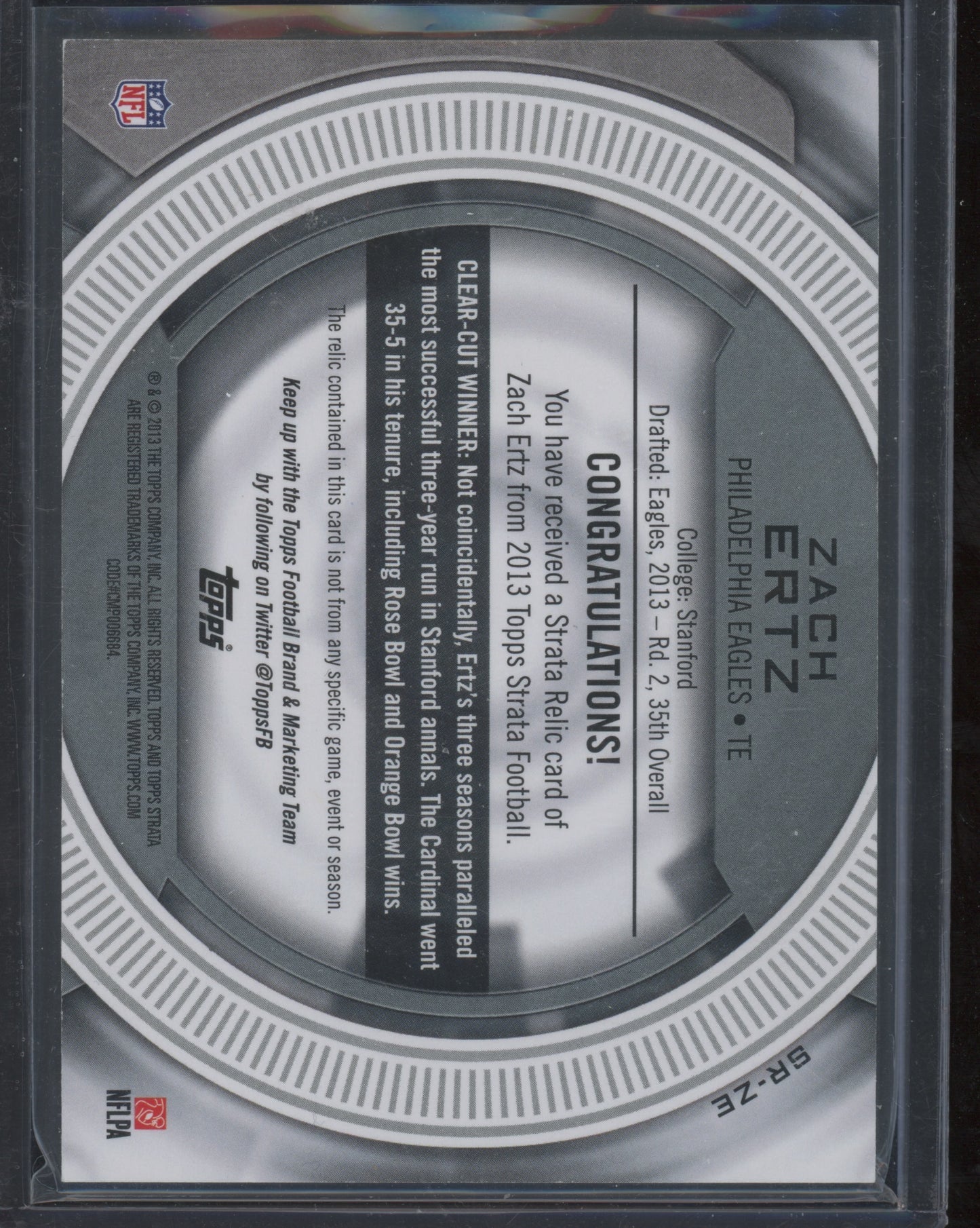 2013 Topps Strata Zach Ertz #BR-ZE RC Memorabilia 23/35