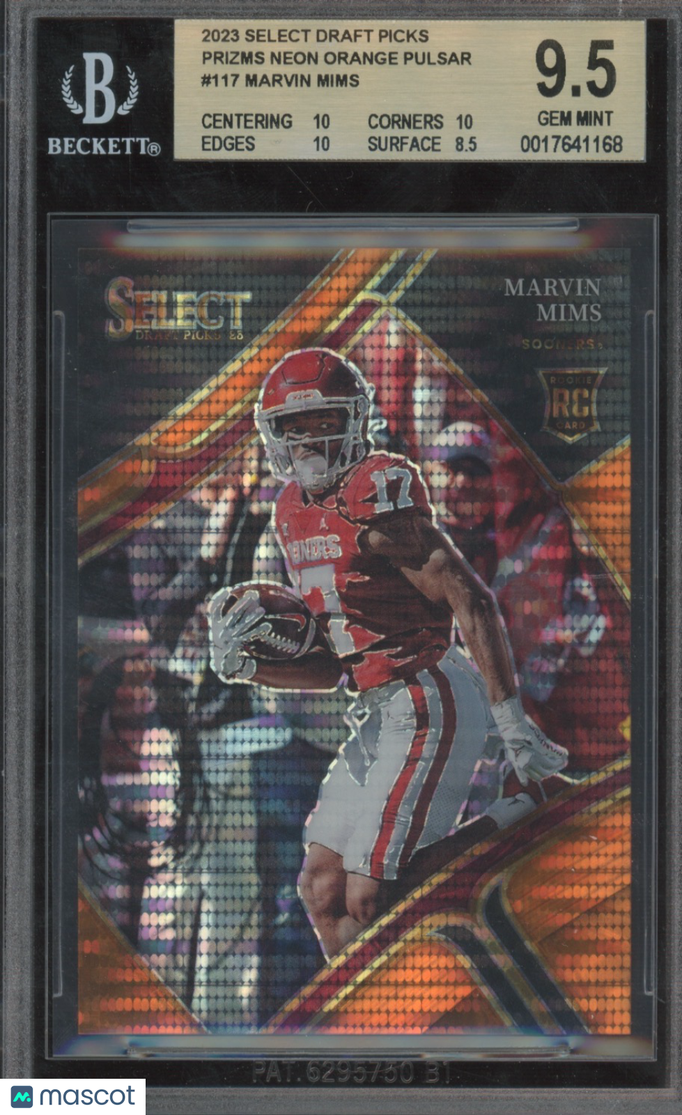 2023 Select Draft Picks Marvin Mims #117 Neon Orange Pulsar /26 BGS 9.5