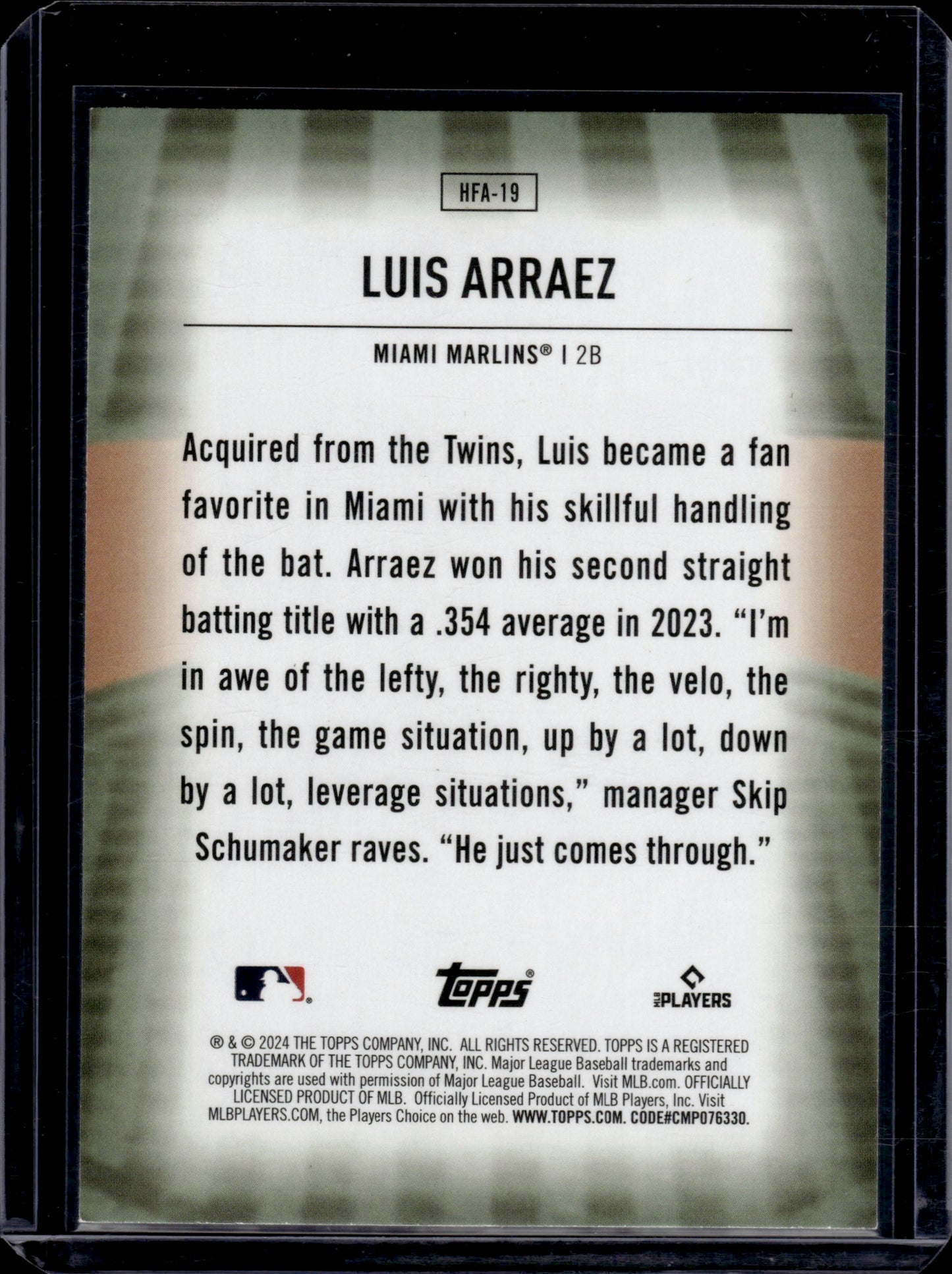 2024 Topps Home Field Advantage Luis Arraez #HFA-19