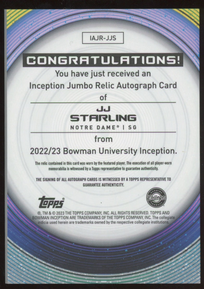 2023 Bowman University Inception JJ Starling #IAJR-JJS 41/50