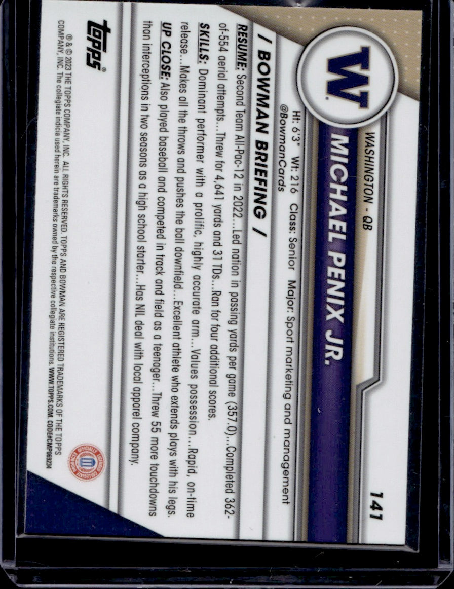 2023 Bowman U Chrome Sapphire Michael Penix Jr. #141