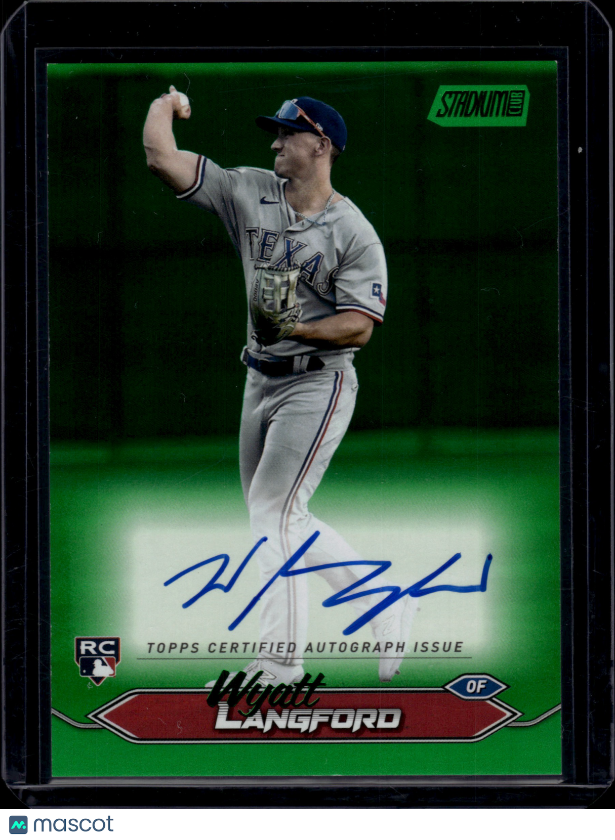 2024 Topps Stadium Club Wyatt Langford #SCBA-WLA Green Autograph 4/5 RC