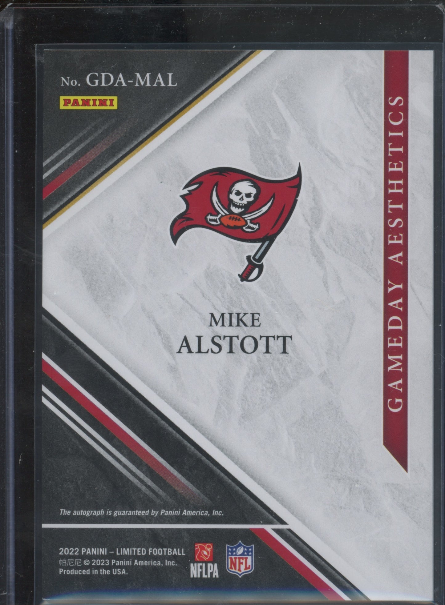 2023 Panini Limited Gameday Aesthetics Mike Alstott #GDA-MAL Autograph 08/25