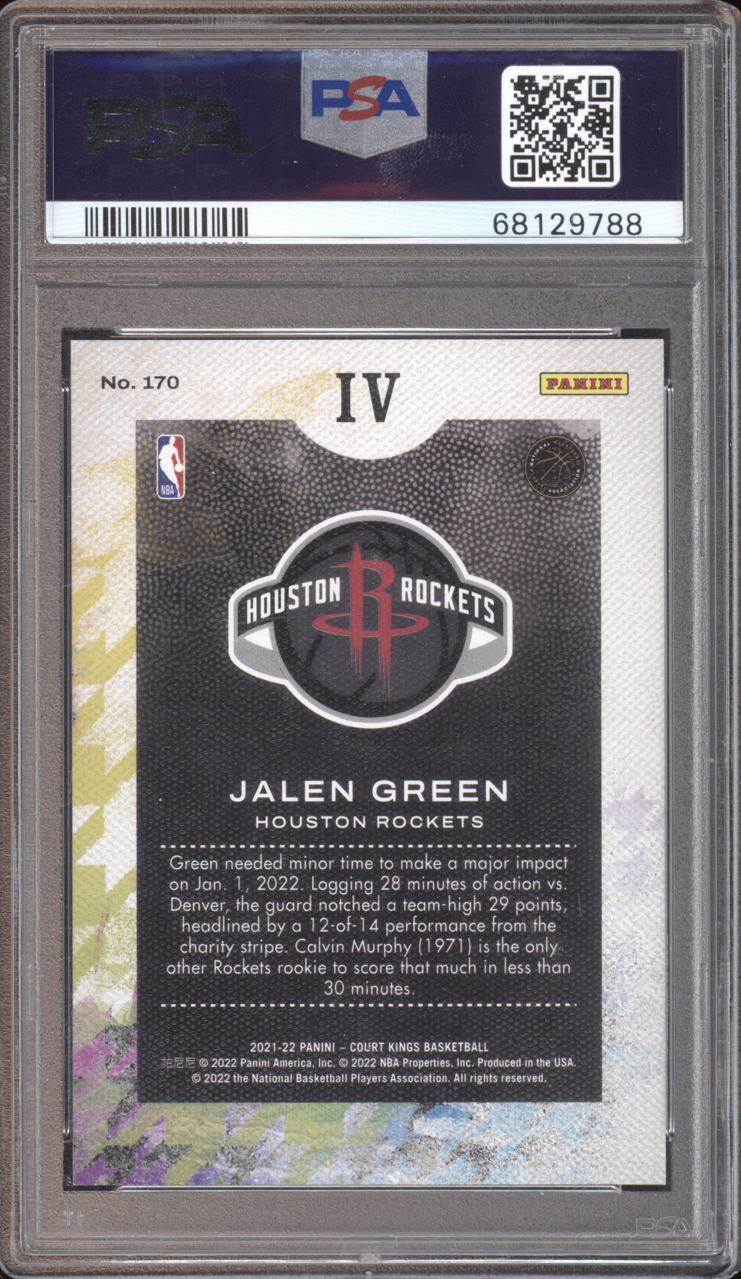 2021 Panini Court Kings Jalen Green #170 RC PSA 10