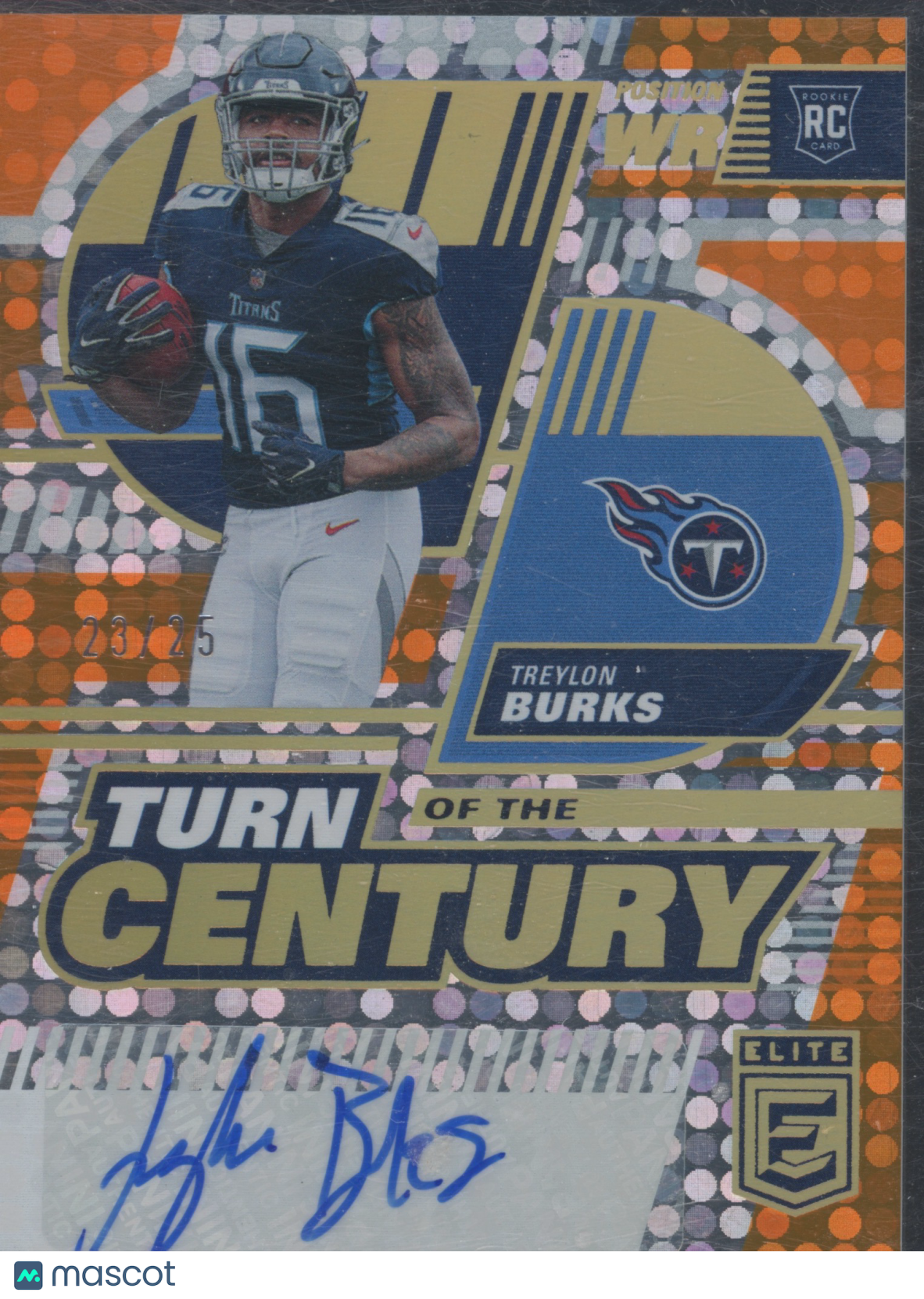 2022 Donruss Elite Turn of the Century Treylon Burks #TC-12 Orange Auto 23/25 RC