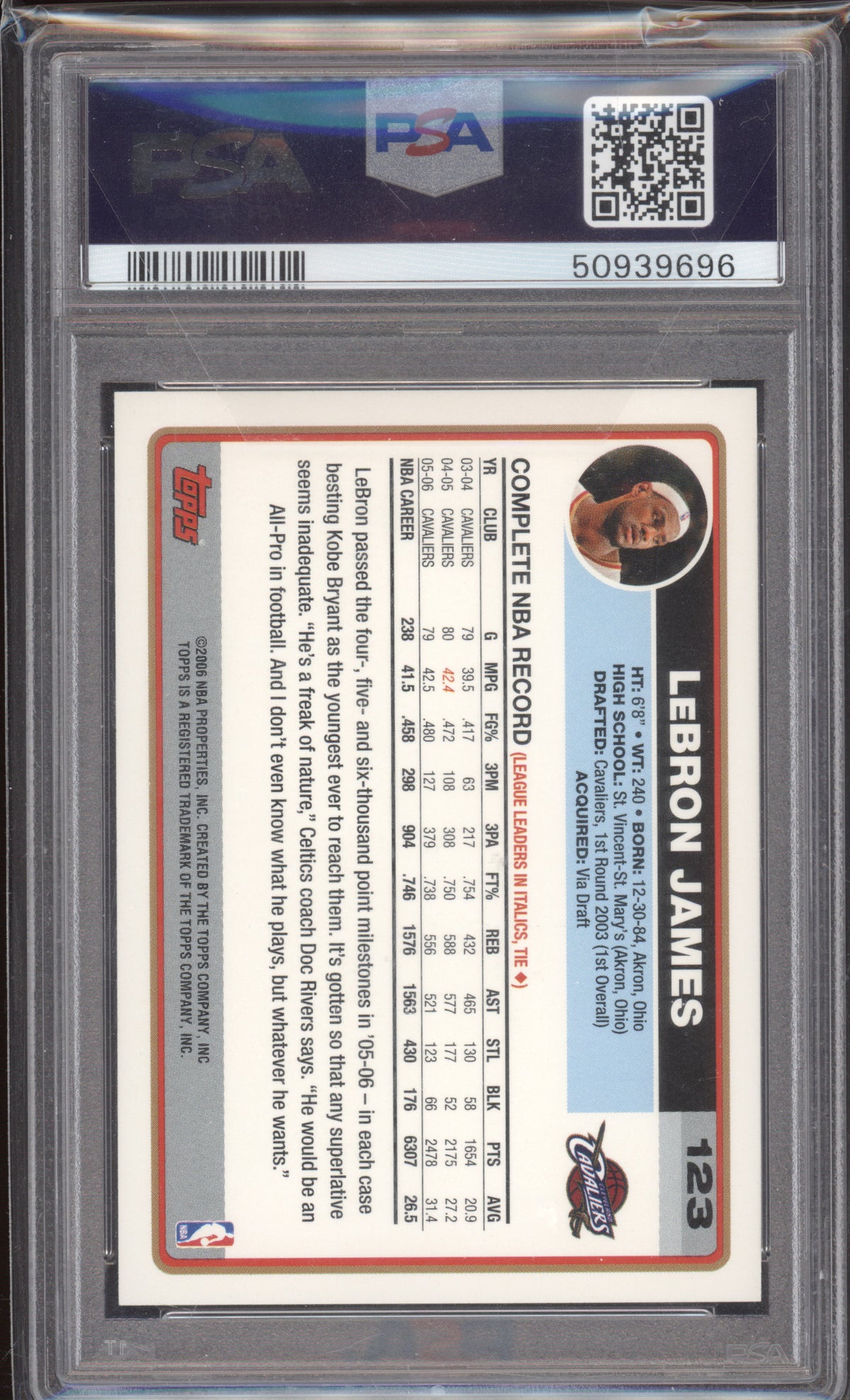 2006 Topps LeBron James #123 PSA 10