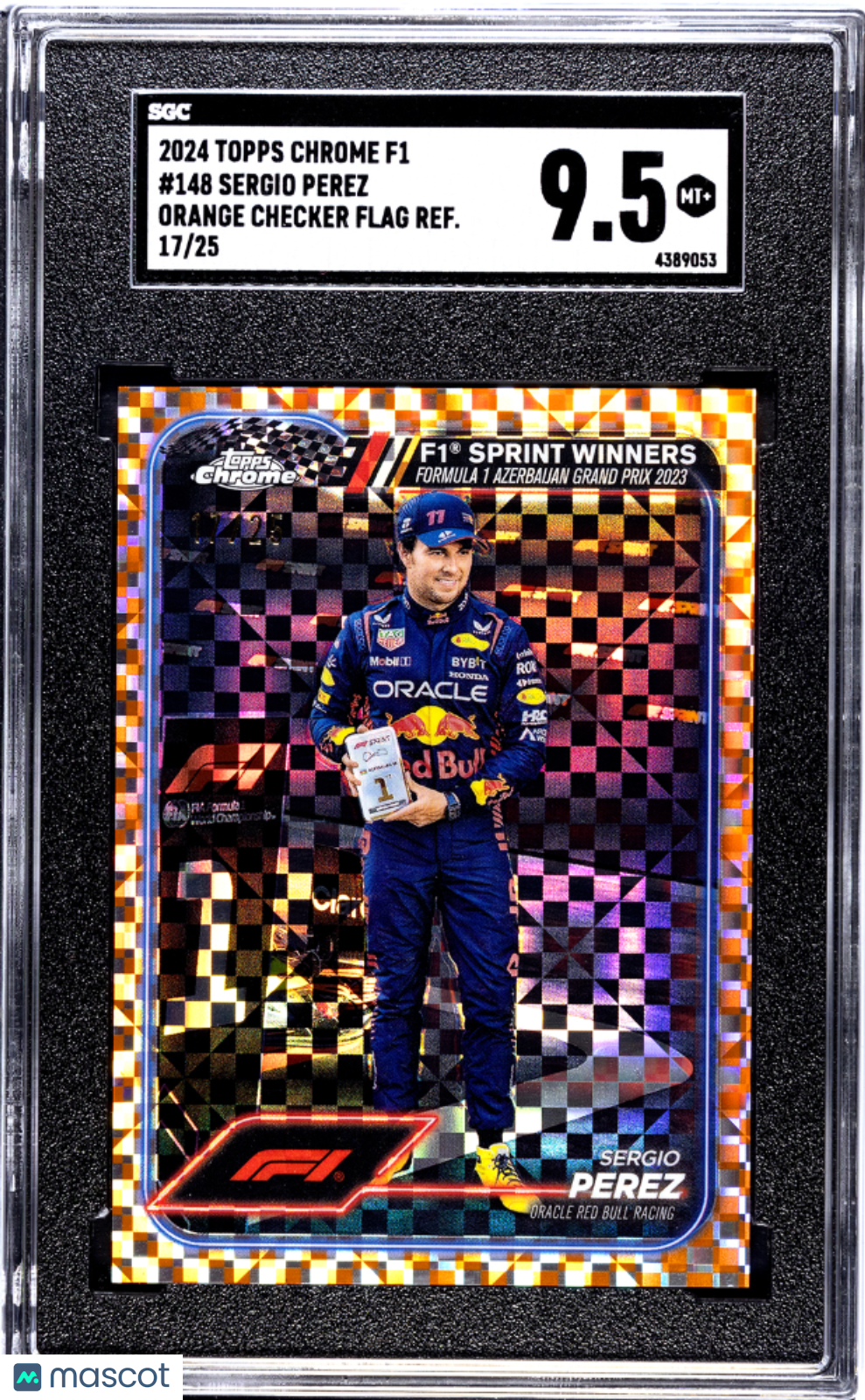 2024 Topps Chrome F1 Sergio Perez #148 Orange Checker Flag 17/25 SGC 9.5