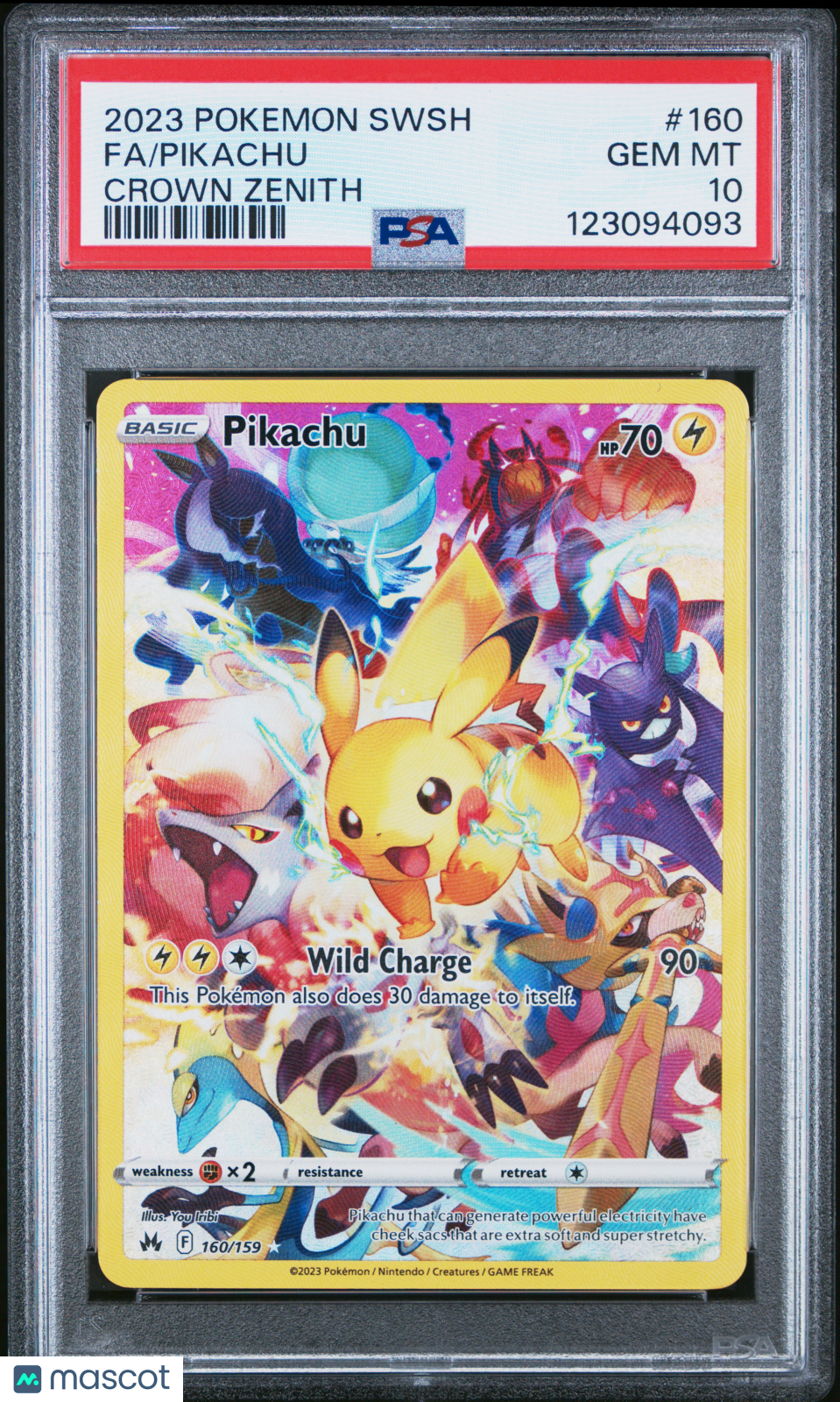 2023 Pokemon Sword And Shield Crown Zenith Pikachu #160/159 PSA 10