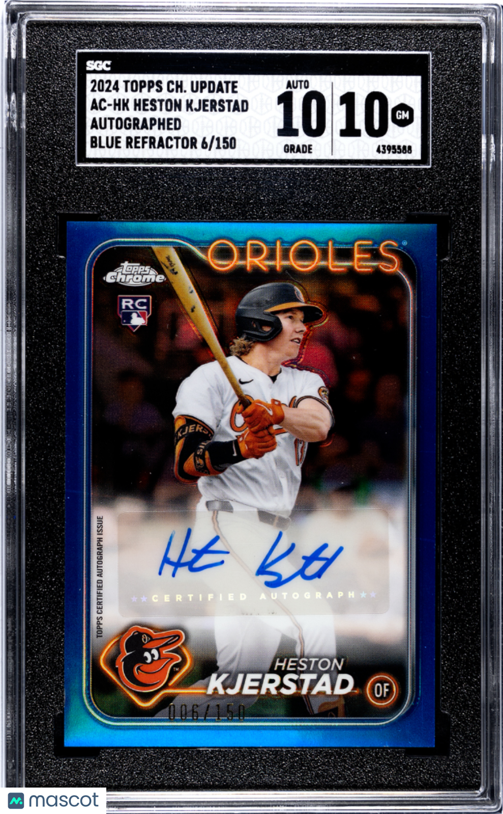 2024 Topps Chrome Update Heston Kjerstad #AC-HK Blue Refractor SGC 10 Auto 10