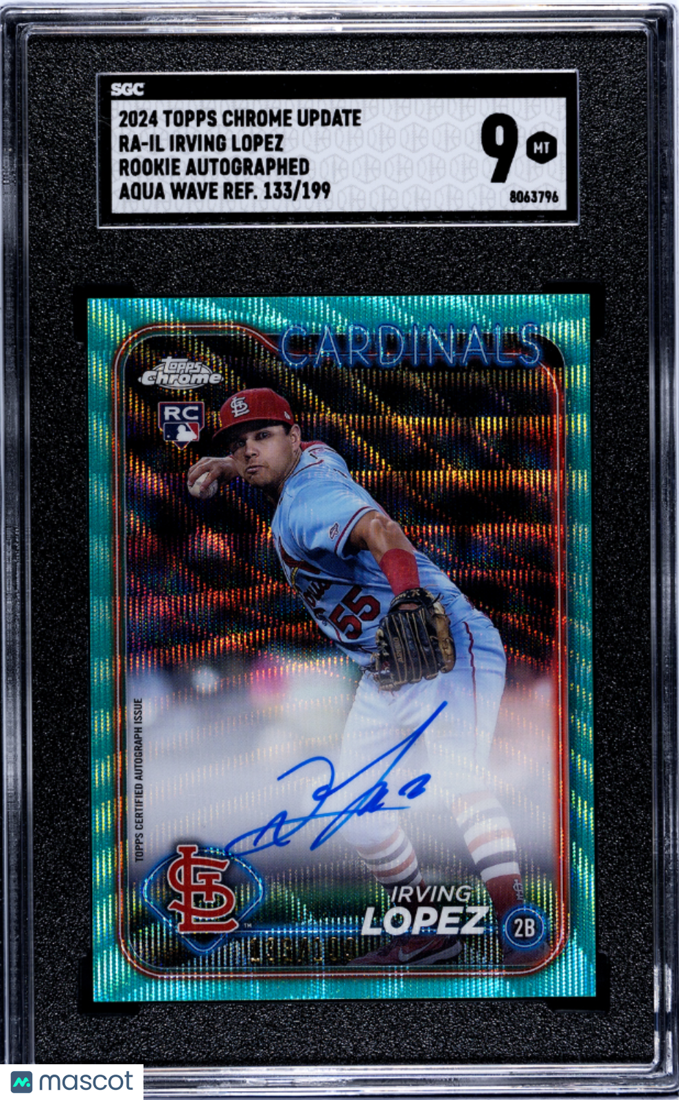 2024 Topps Chrome Update Irving Lopez #RA-IL Autograph Aqua Wave 133/199 SGC 9