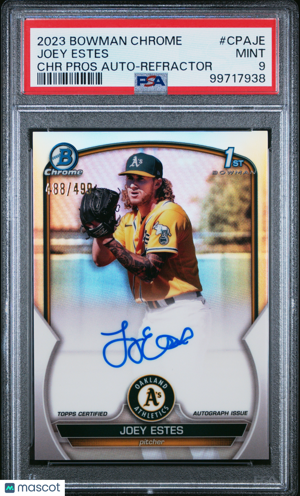 2023 Bowman Chrome Prospect Autographs Joey Estes #CPAJE Refractor PSA 9