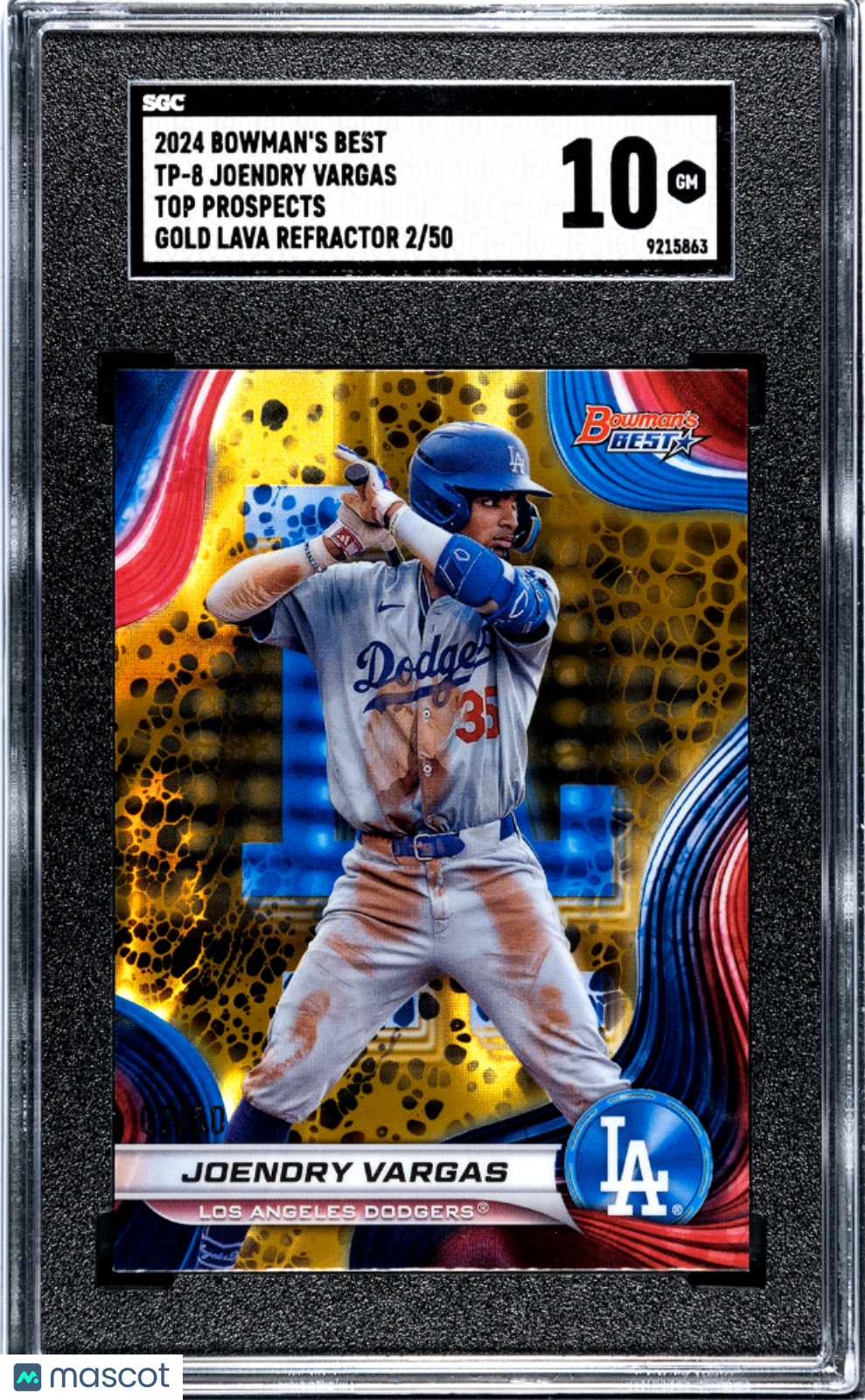 2024 Bowman's Best Joendry Vargas #TP-8 Top Prospects Gold Lava 02/50 SGC 10