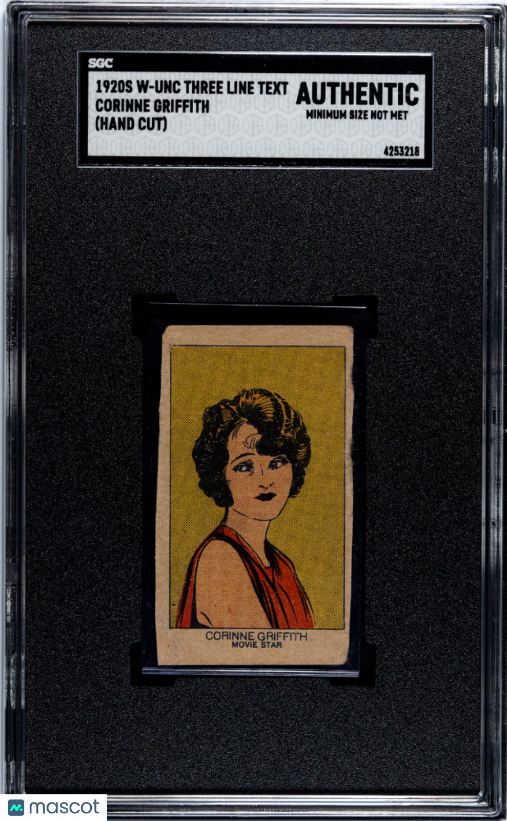 1920s W-Unc Three Line Text Corinne Griffith SGC A