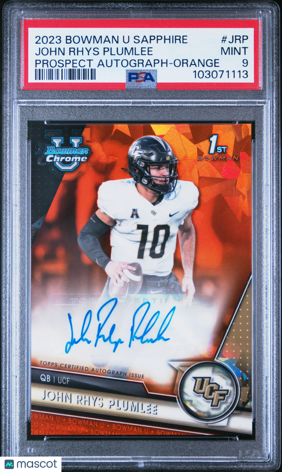 2023 Bowman University Chrome Sapphire Prospect Auto John Rhys Plumlee Orange