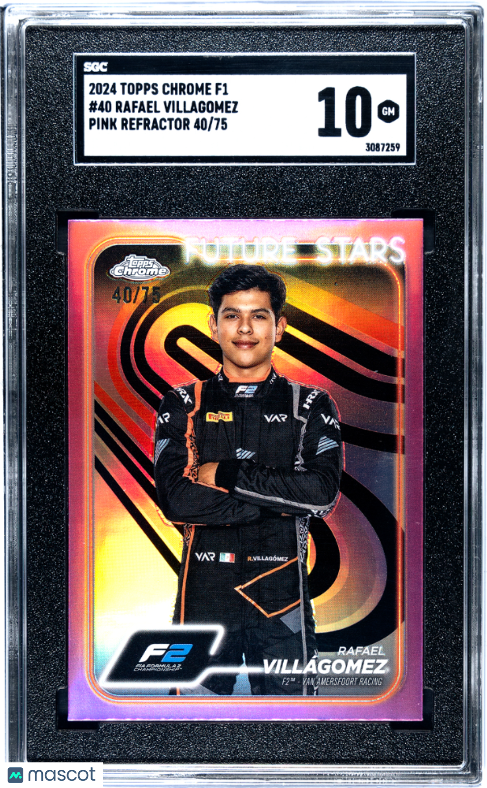 2024 Topps Chrome F1 Rafael Villagomez #40 Pink Refractor SGC 10