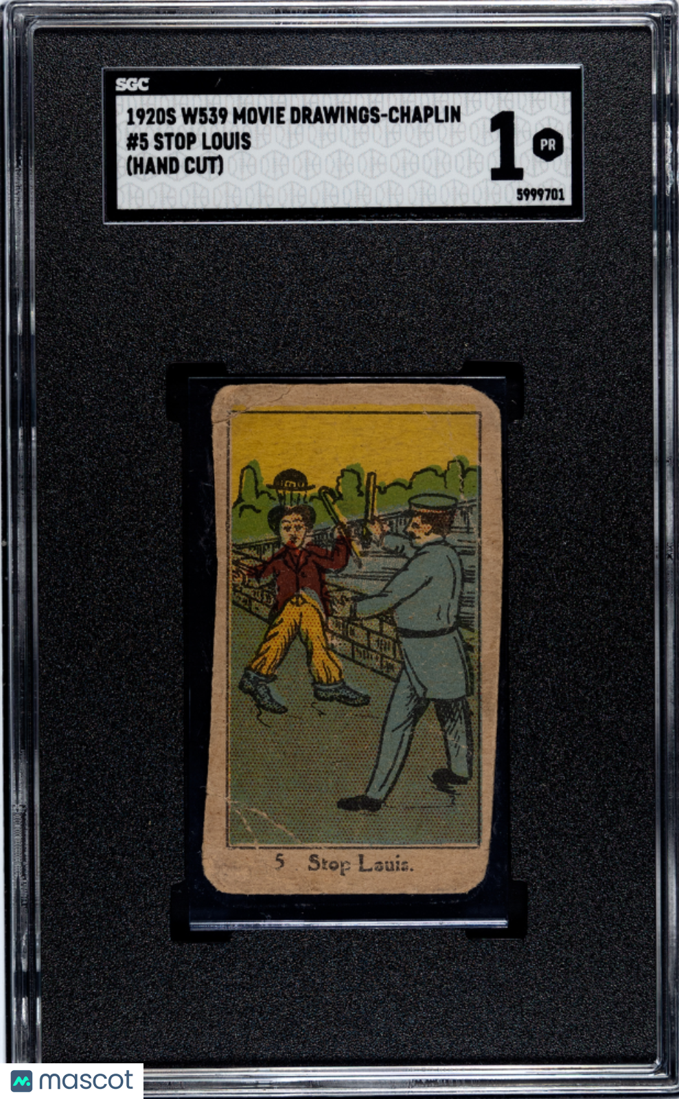 1920s W539 Movie Drawings-Chaplin Stop Louis #5 SGC 1