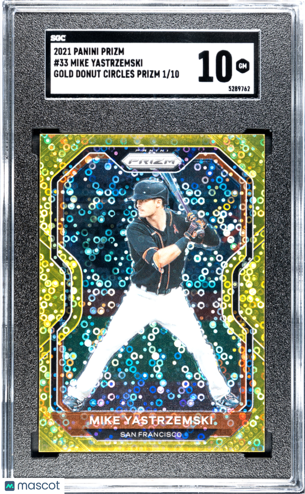 2021 Panini Prizm Mike Yastrzemski #33 Gold Donut Circles 1/10 SGC 10
