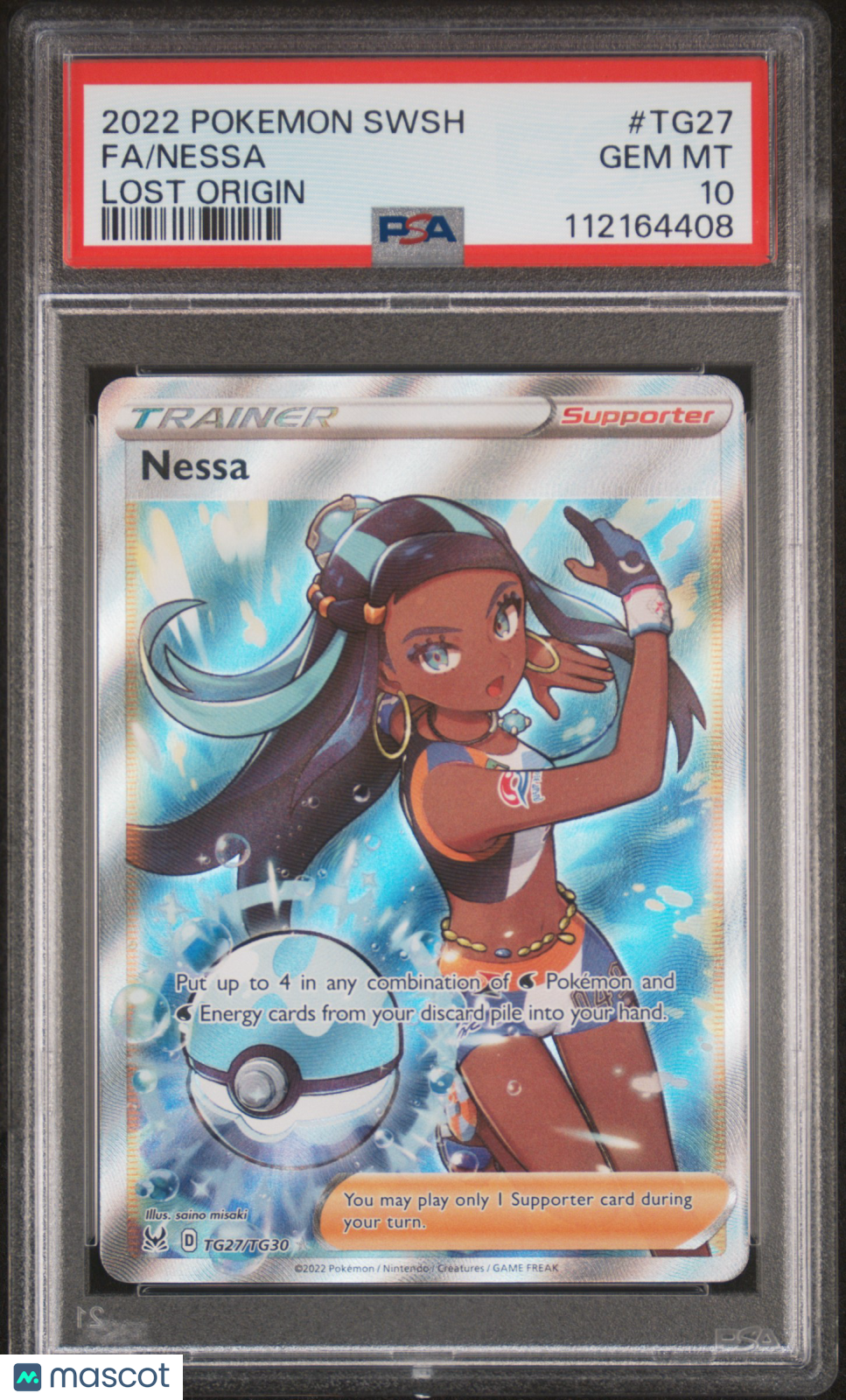 2022 Pokemon Sword & Shield Lost Origin Nessa #TG27/TG30 PSA 10