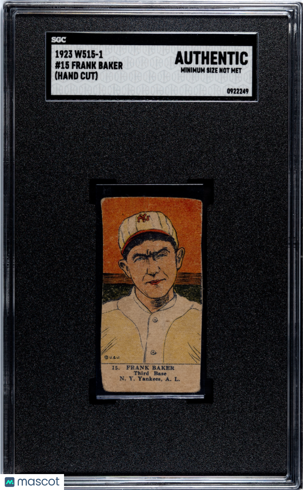 1923 W515-1 Frank Baker #15 SGC A
