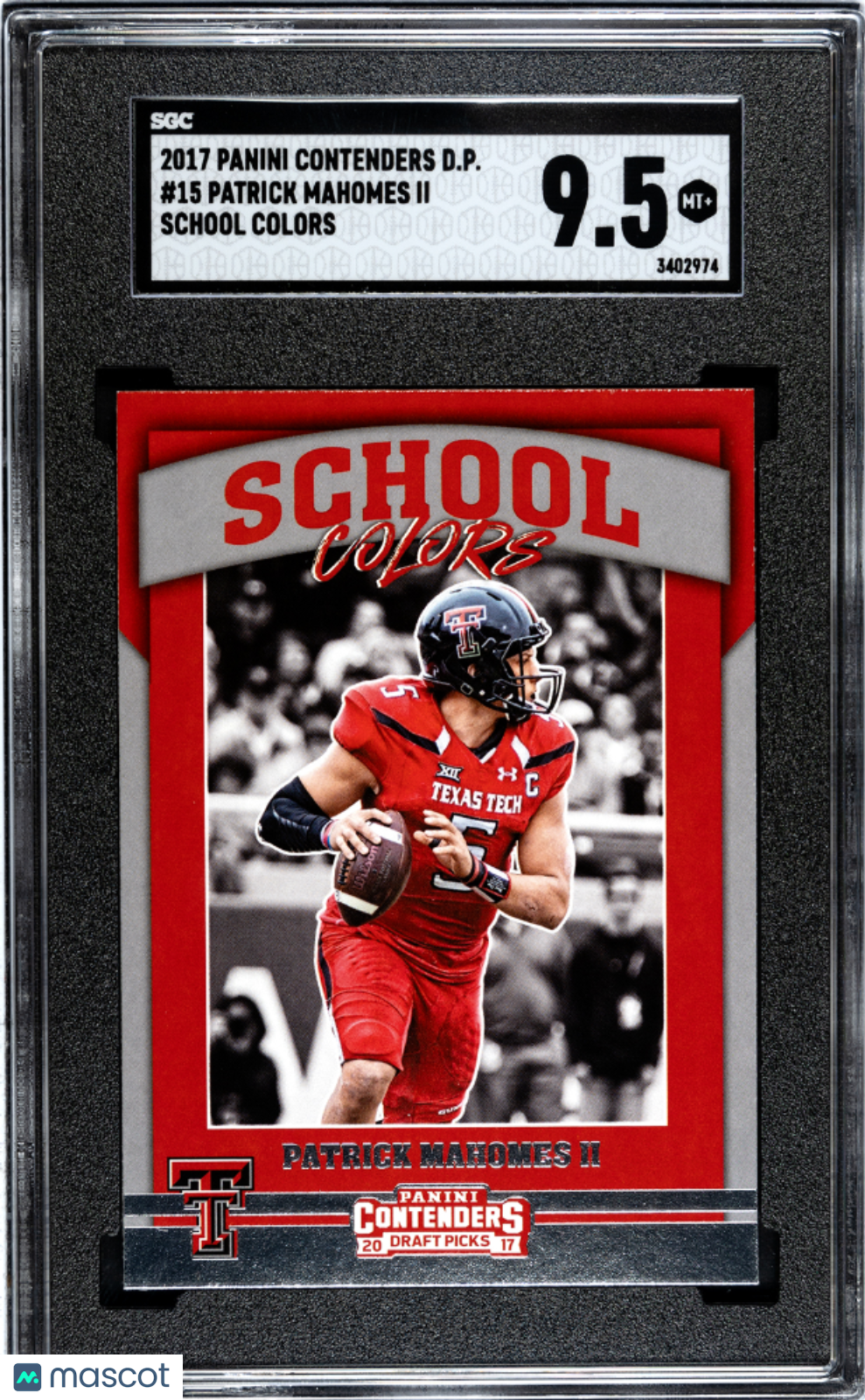 2017 Panini Contenders Draft Picks Patrick Mahomes II #15 School Colors SGC 9.5