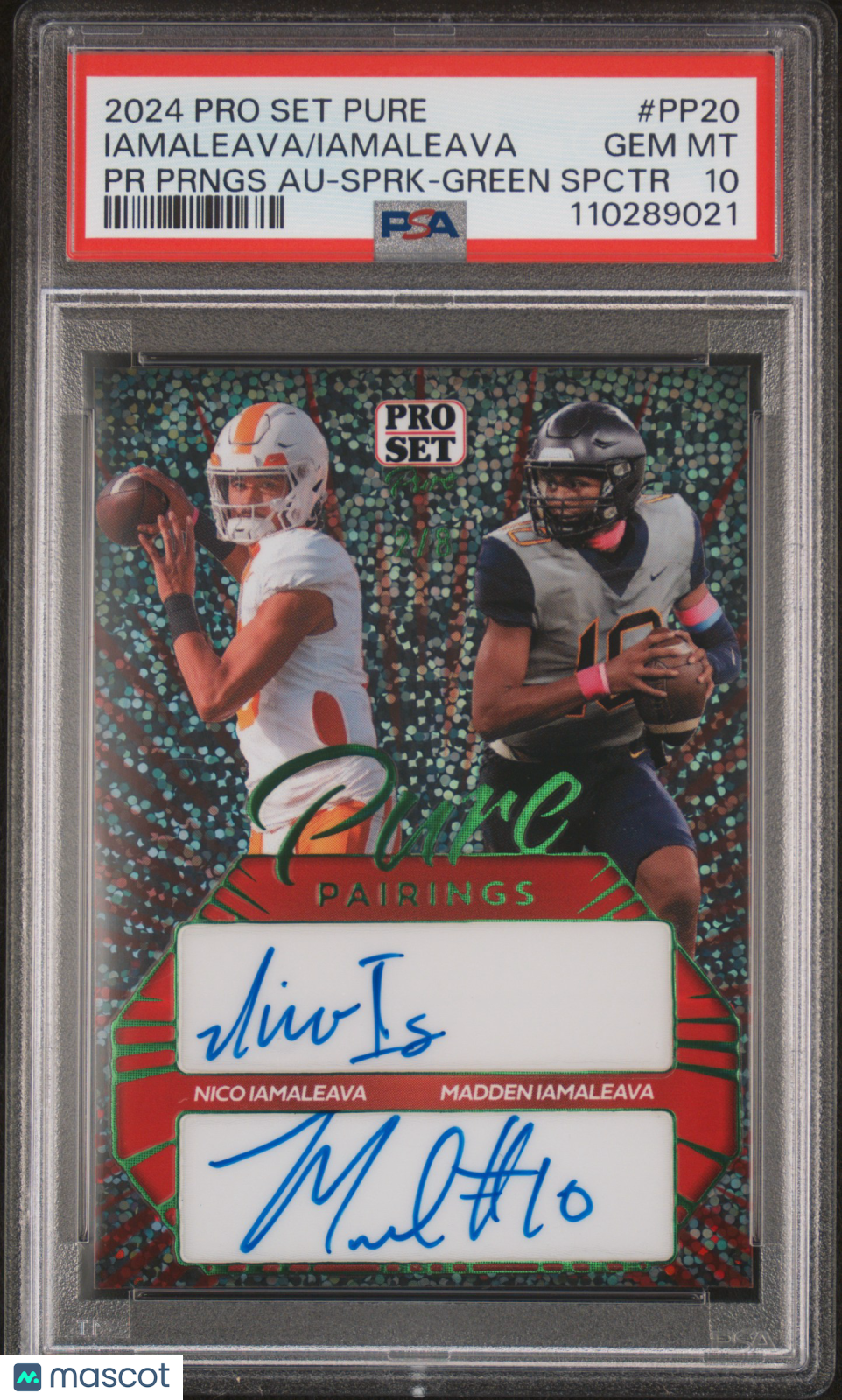 2024 Leaf Pro Set Pure Pure Pairings Autos Iamaleava #PP20 Green Spctr PSA 10