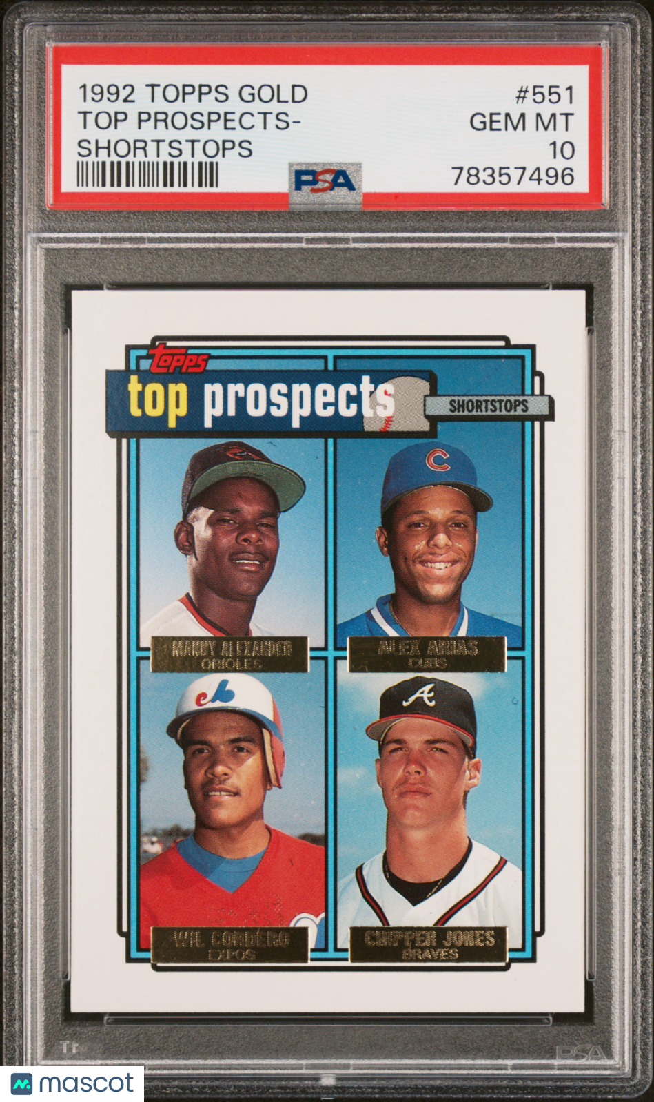 1992 Topps Gold W. Cordero A. Arias M. Alexander C. Jones #551 Shortstops PSA 10