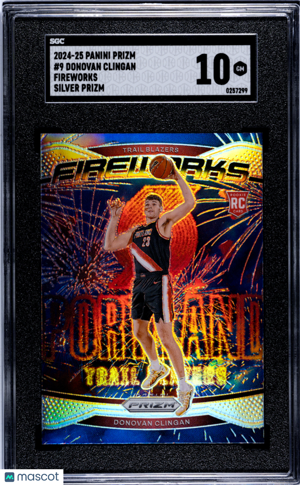 2024 Panini Prizm Donovan Clingan #9 Fireworks Silver SGC 10