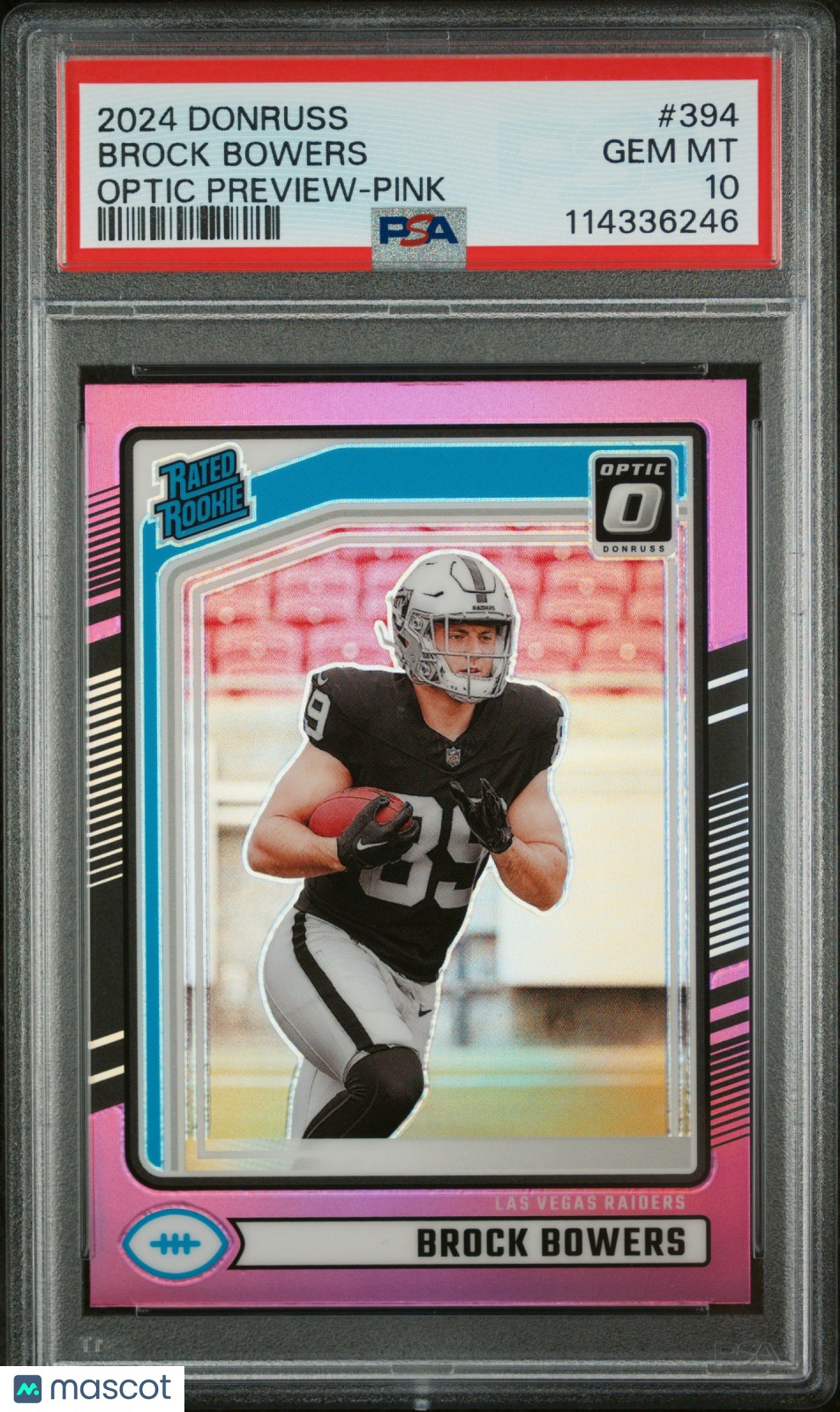 2024 Donruss Optic Brock Bowers #394 Preview Pink PSA 10