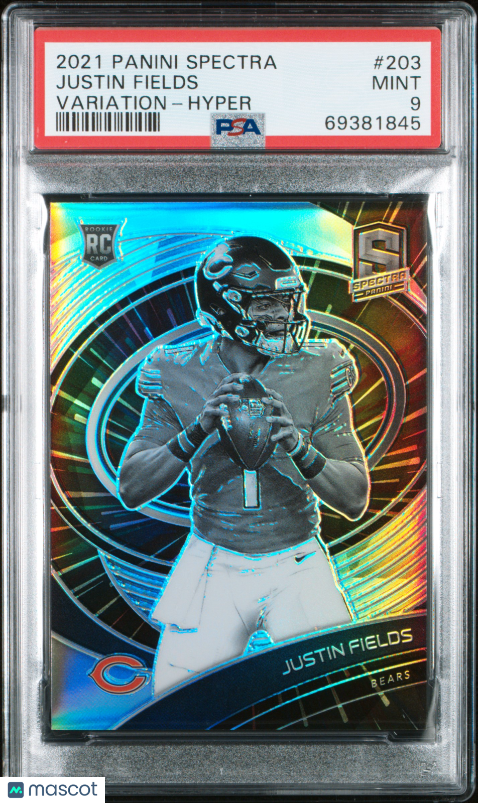 2021 Panini Spectra Justin Fields #203 Variation Hyper 07/75 PSA 9