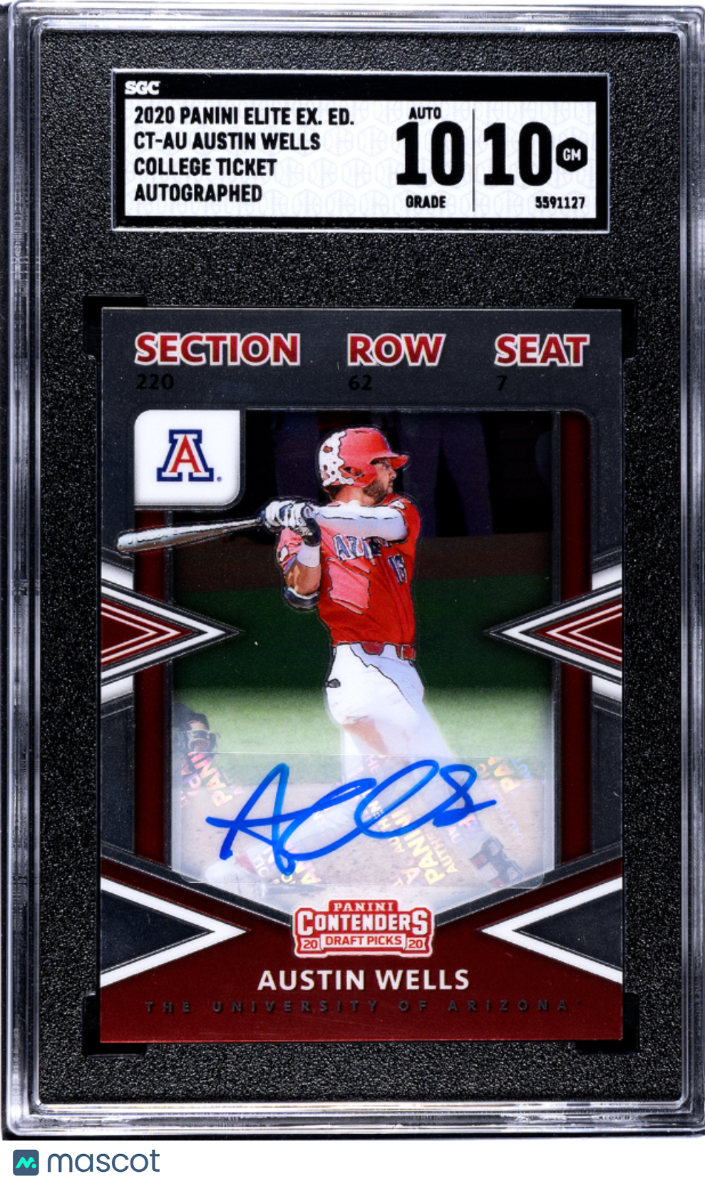 2020 Panini Elite Extra Edition Austin Wells SGC 10 Auto 10
