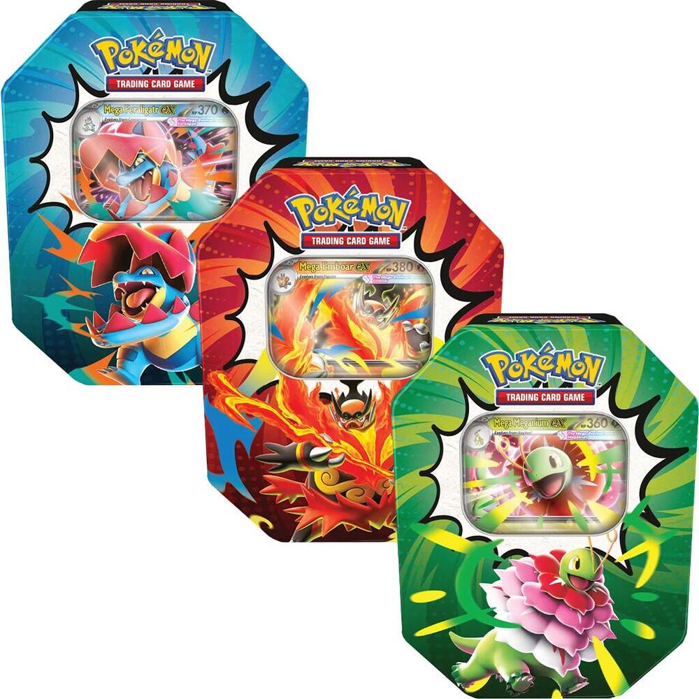 Ascended Heroes Tin (Mega Meganium ex, Mega Emboar ex, or Mega Feraligatr ex) (Random art work if Shipped)