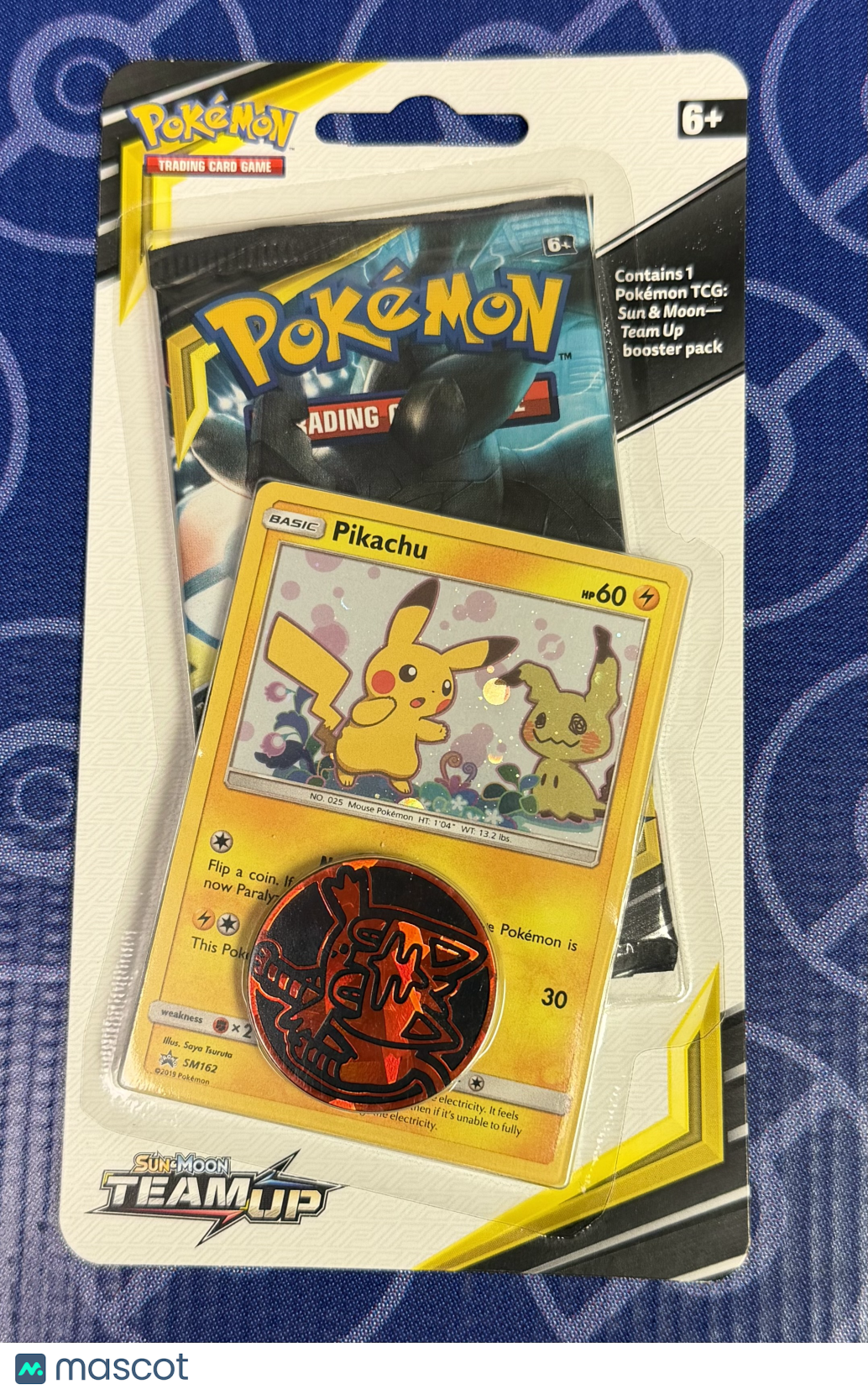2019 Team Up Blister Booster Pack Pikachu Promo Card Coin Pack