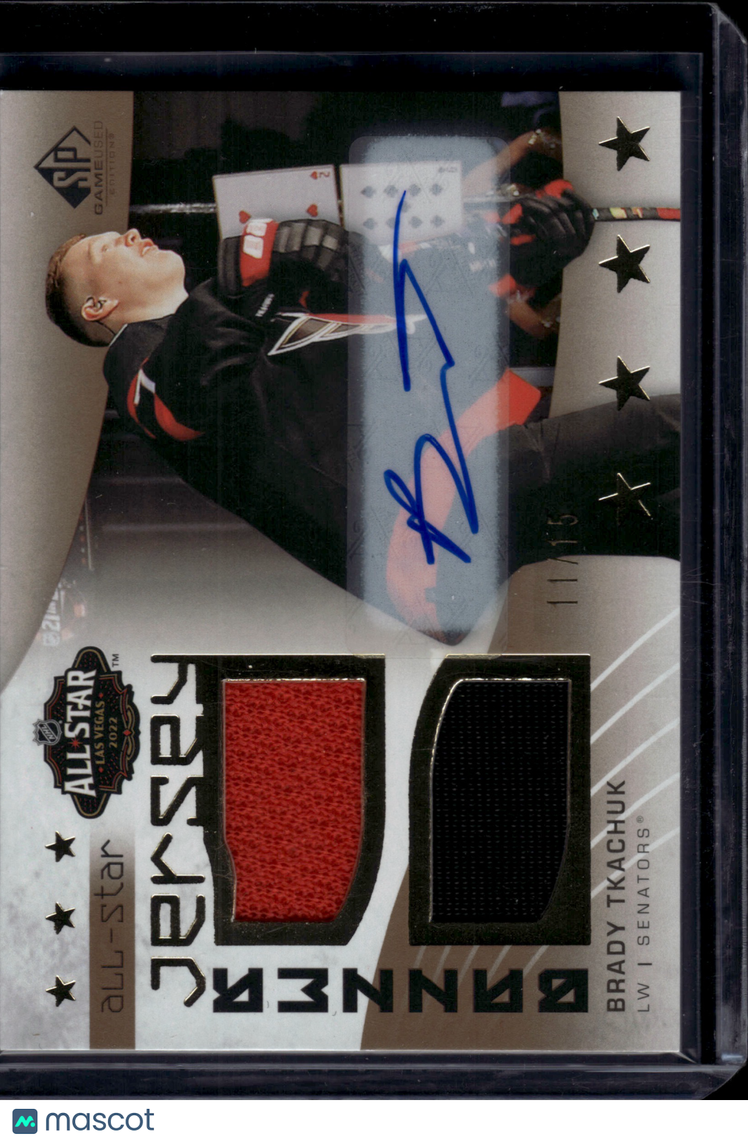 2021-22 Upper Deck SP Game Used Banner Year Brady Tkachuk #ASJB-BT 11/15