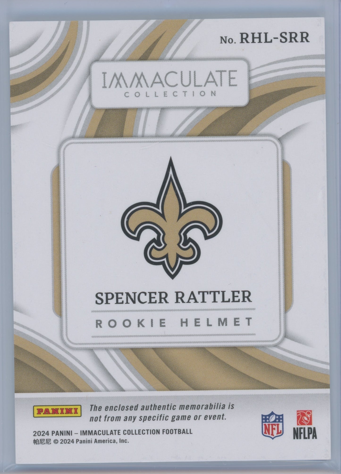 2024 Panini Immaculate Collection Spencer Rattler #RHL-SRR RC 02/10 Memorabilia