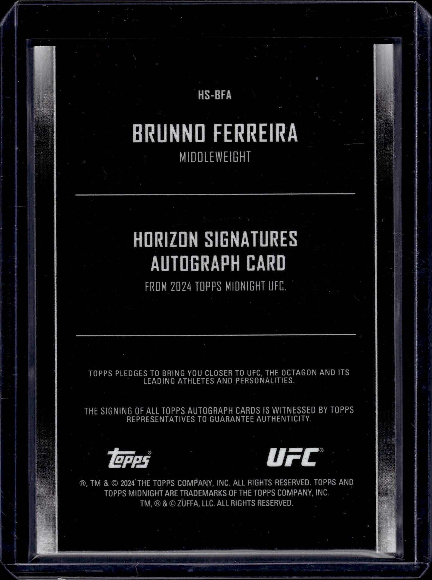 2024 Topps Midnight UFC Brunno Ferreira #HS-BFA RC 09/25