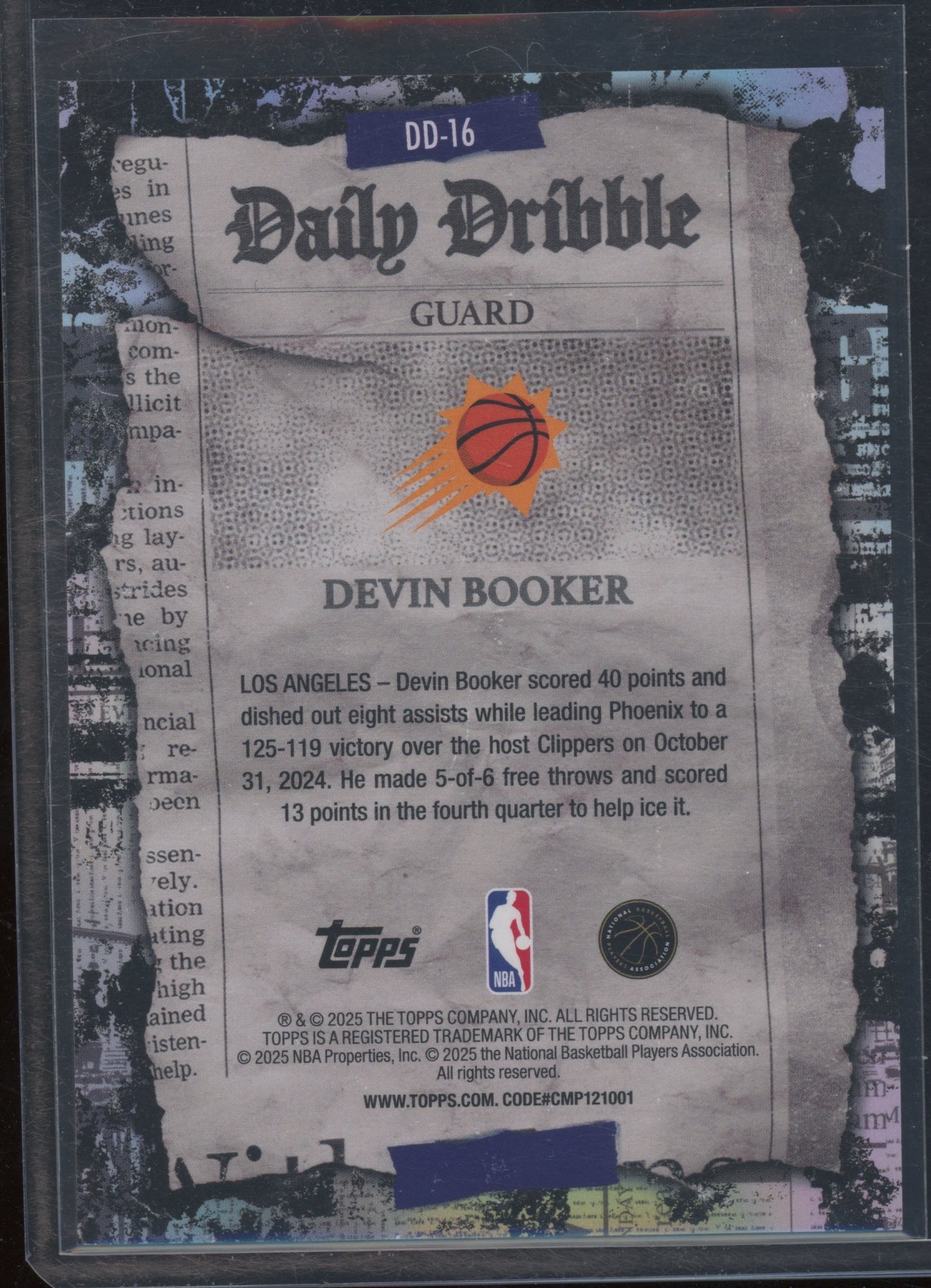 2025 Topps Daily Dribble Devin Booker #DD-16 Orange Rainbow 21/25