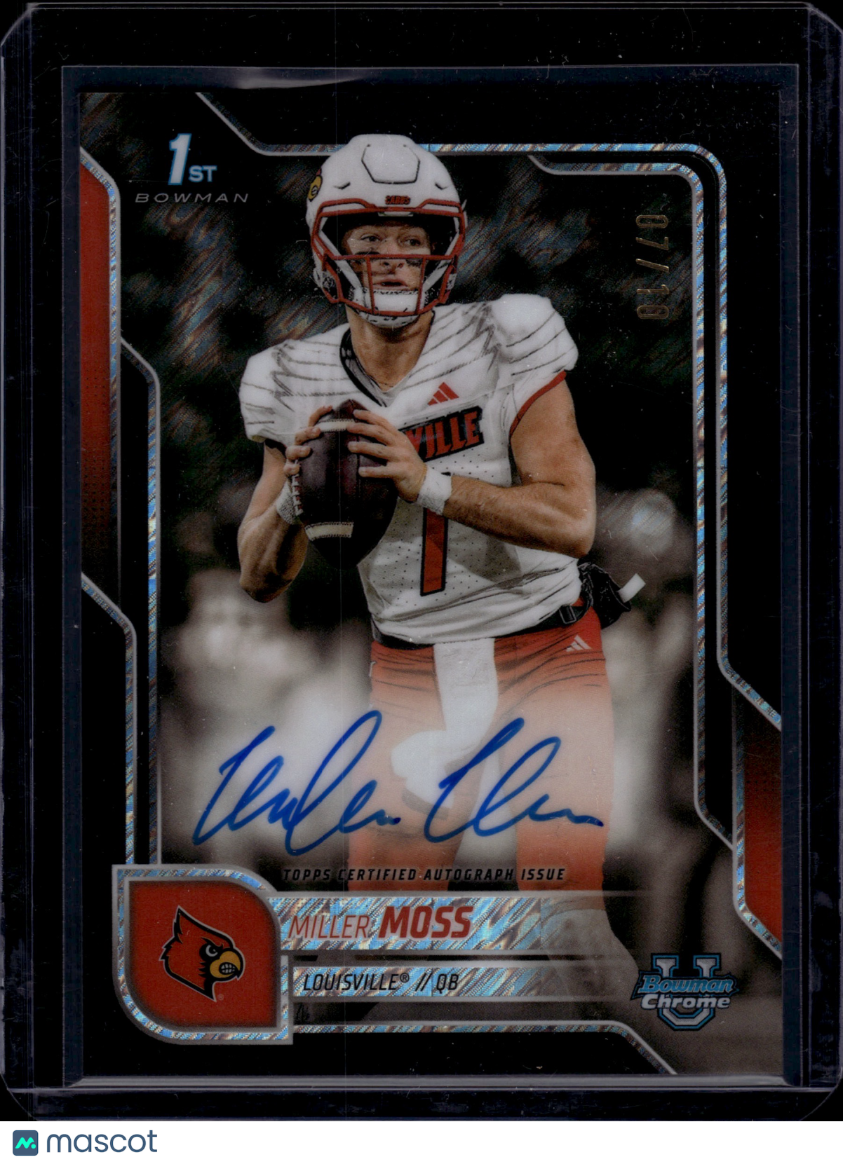 2025 Bowman University Chrome Football Miller Moss #BCA-MMO Auto Variation 07/10