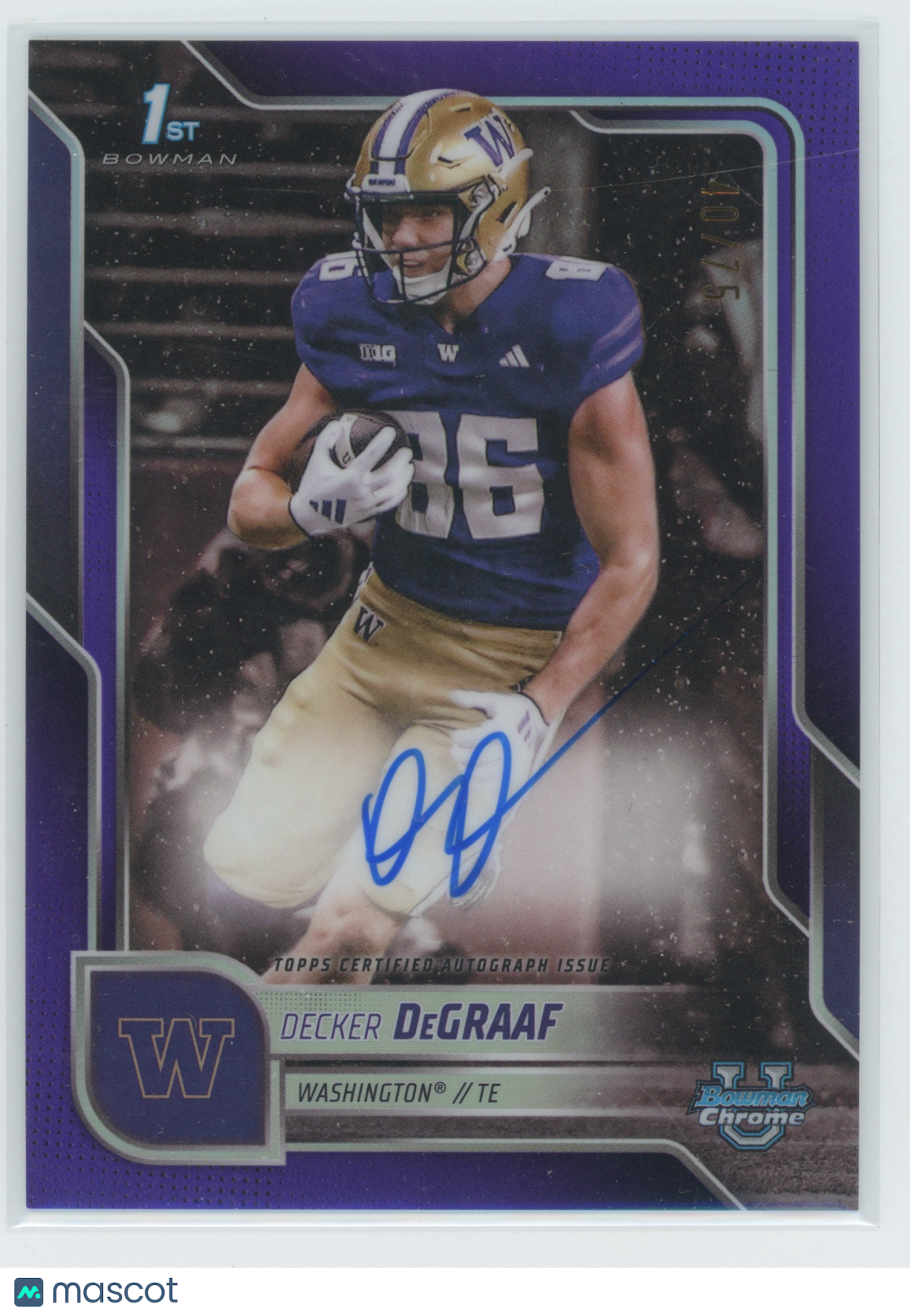2025 Bowman Univ. Chrome Decker DeGraaf #BCA-DD Prospect Auto Variation 40/75