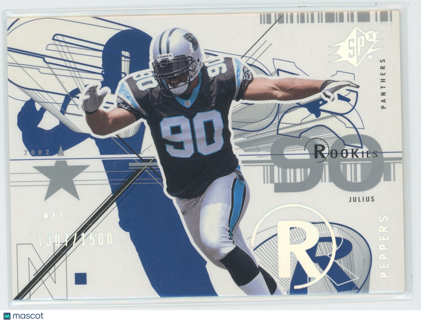 2002 Upper Deck SPx Julius Peppers #143 Rookie 1307/1500