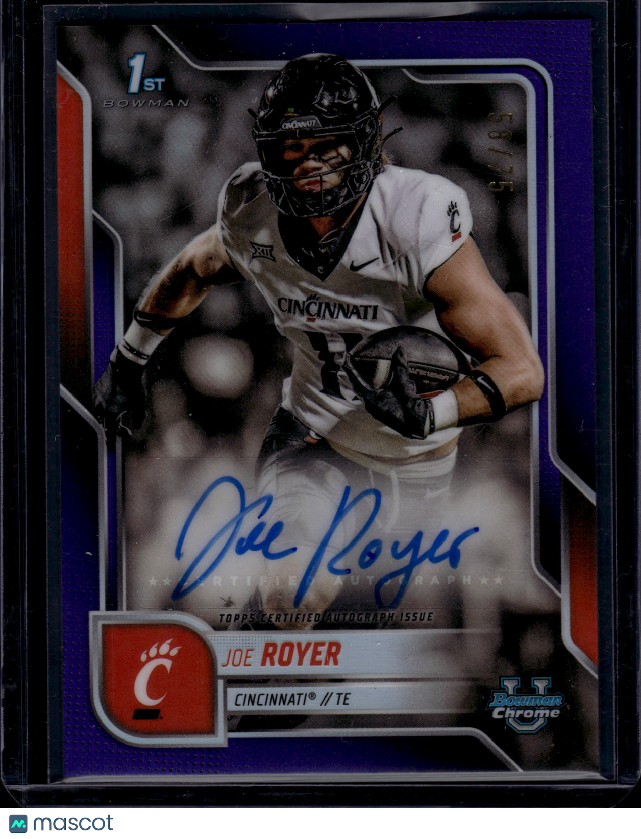 2025 Bowman Chrome Prospect Auto Variation Joe Royer #BCA-JRO Purple Lava 58/75