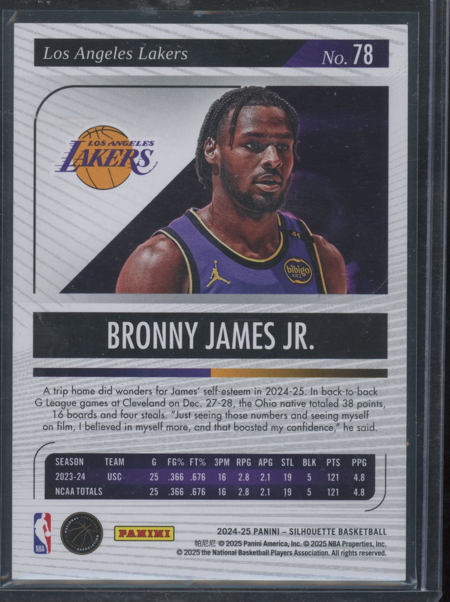 2024 Panini Silhouette Basketball Bronny James Jr. #78 Scope RC 13/15