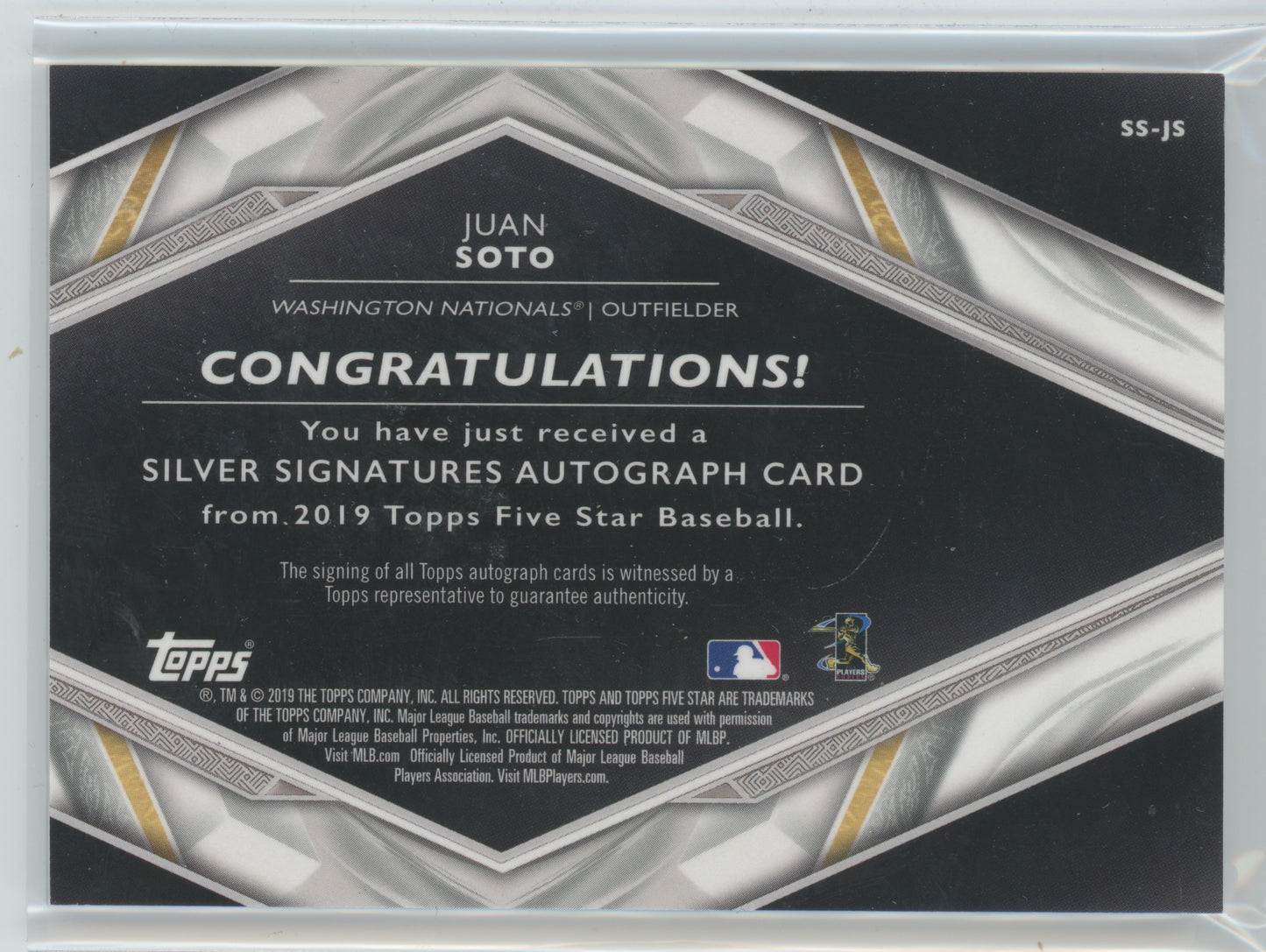 2019 Topps Five Star Baseball Juan Soto #SS-JS Silver Signatures Green 04/15
