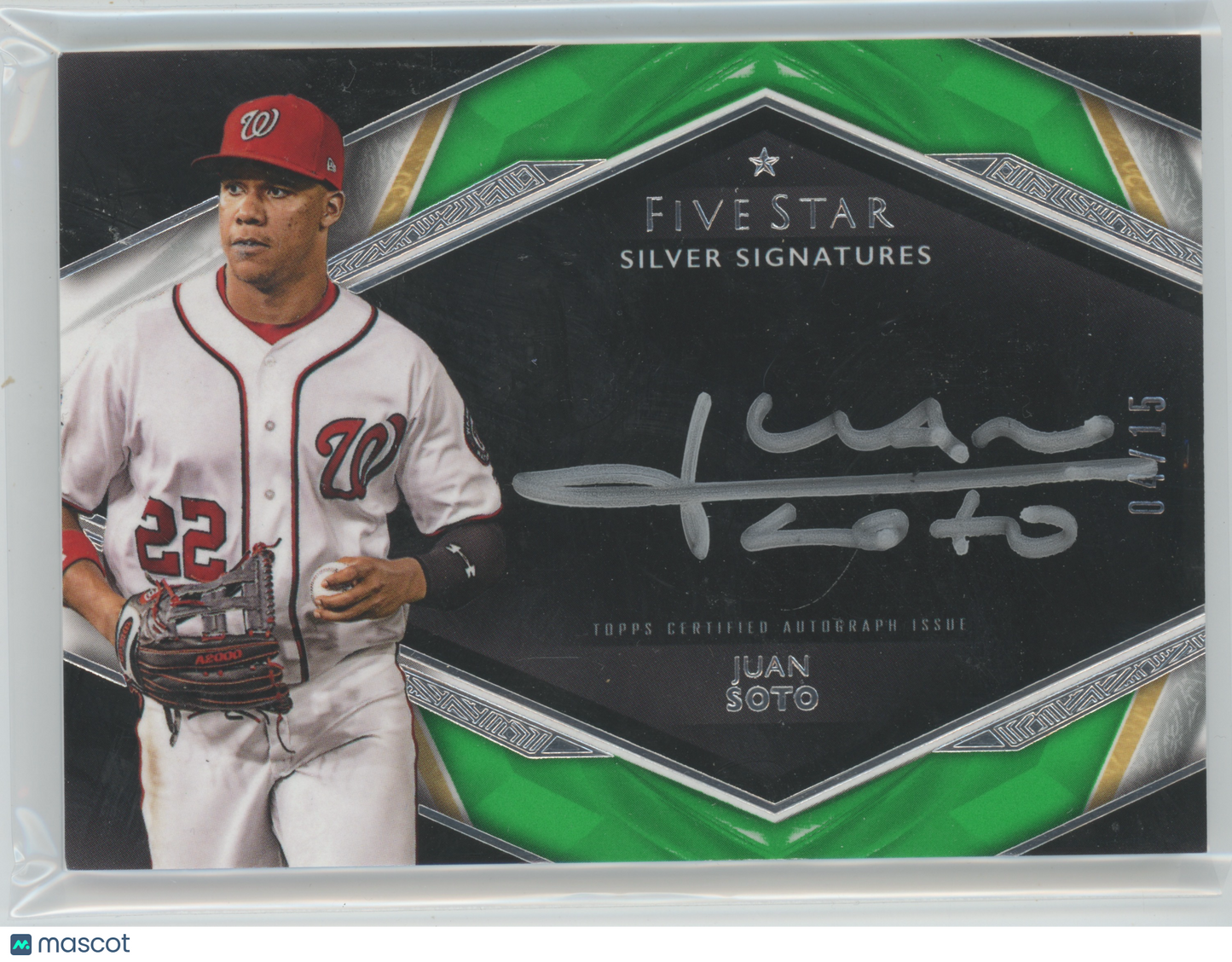 2019 Topps Five Star Baseball Juan Soto #SS-JS Silver Signatures Green 04/15